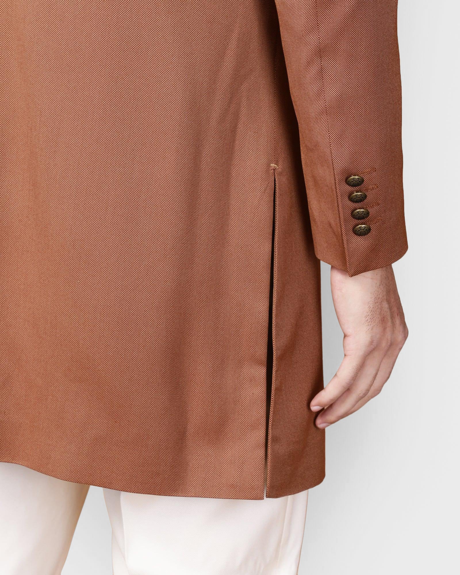 Rust Swarn Textured Achkan Set - Sempt