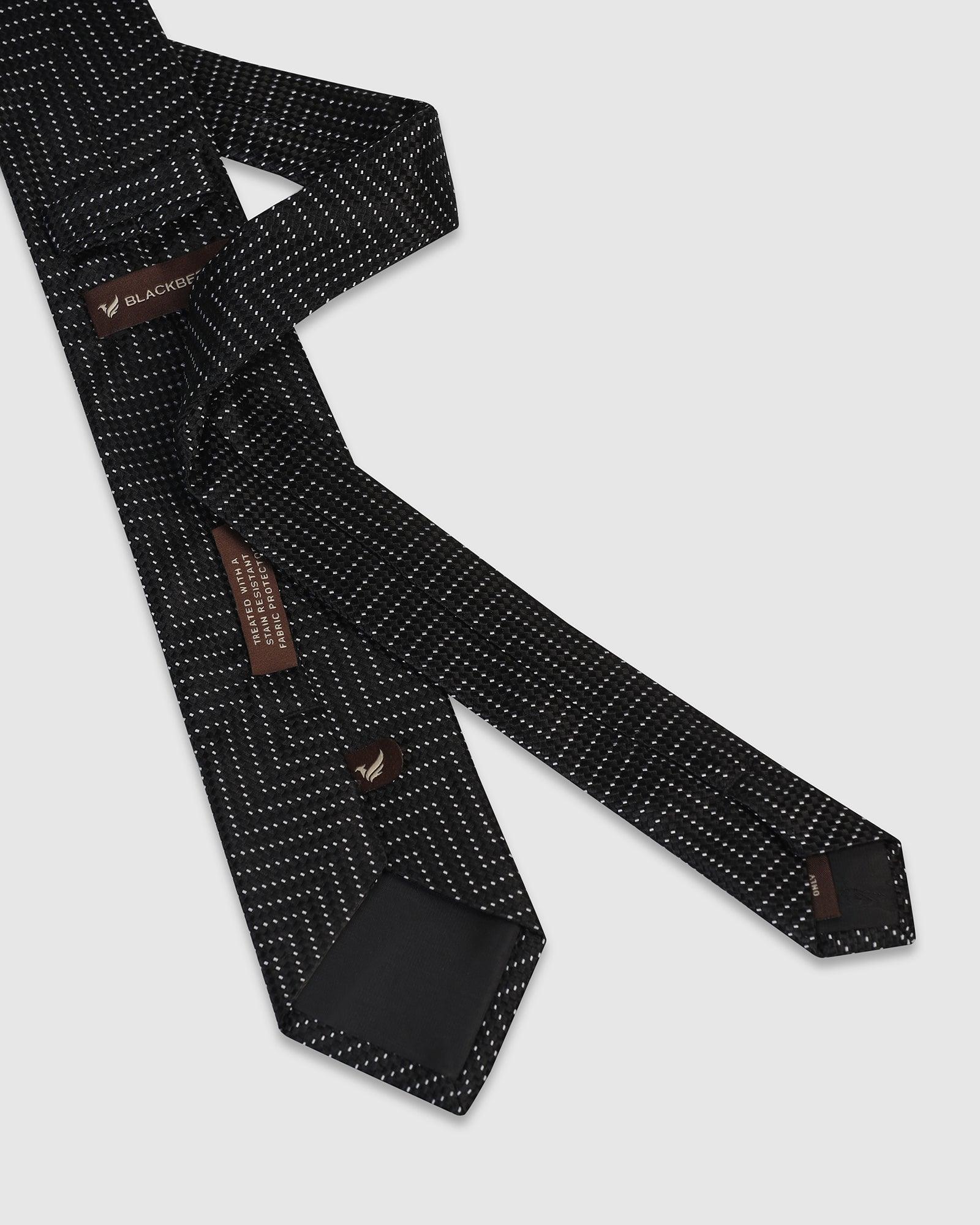 Silk Jet Black Jacquard Tie - Valdimir