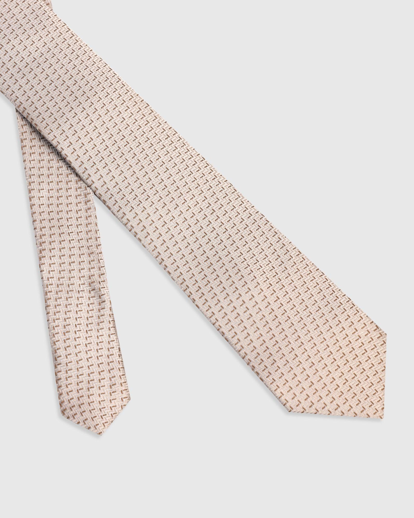 Silk Beige Jacquard Tie - Veton