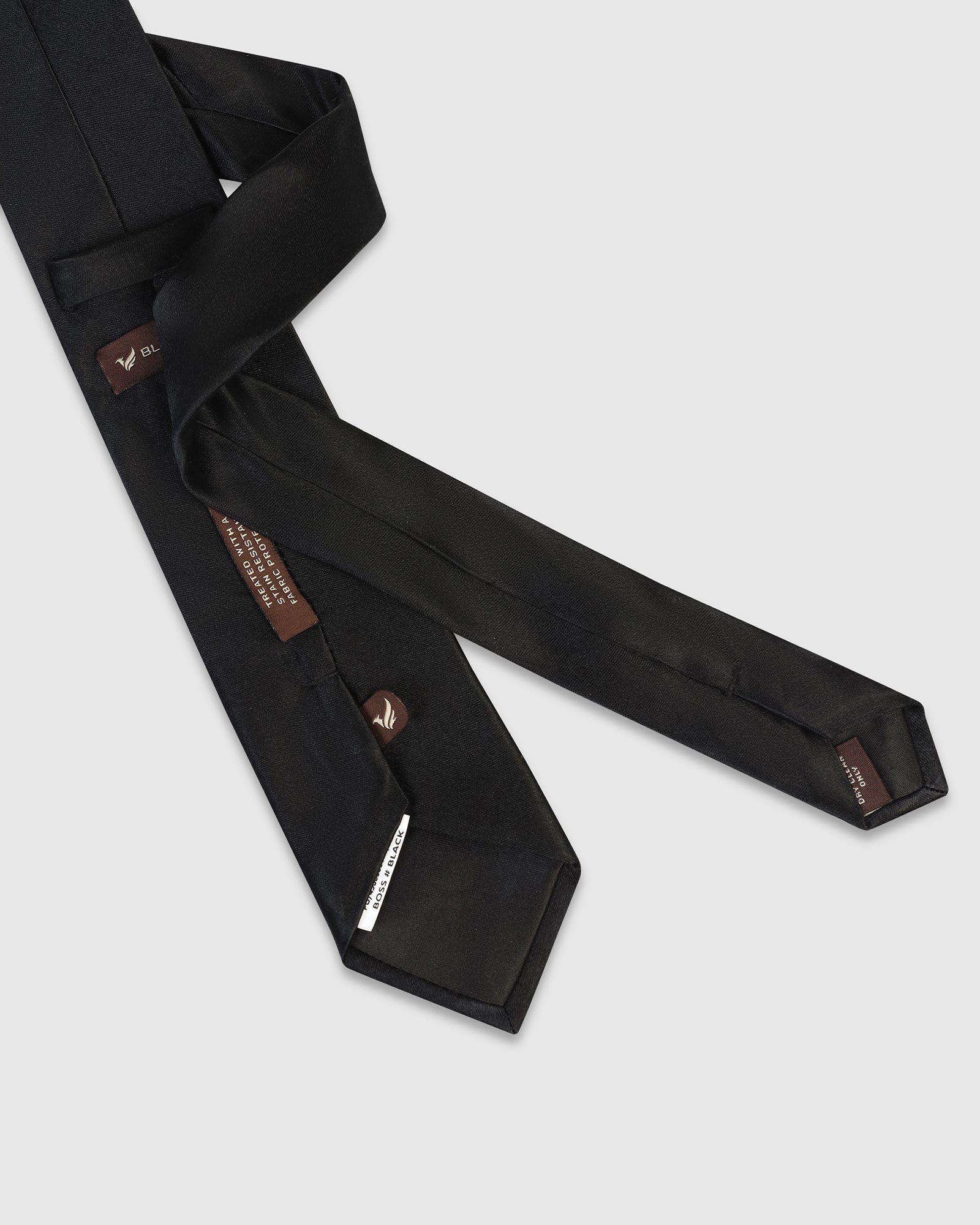Silk Black Solid Tie - Boss