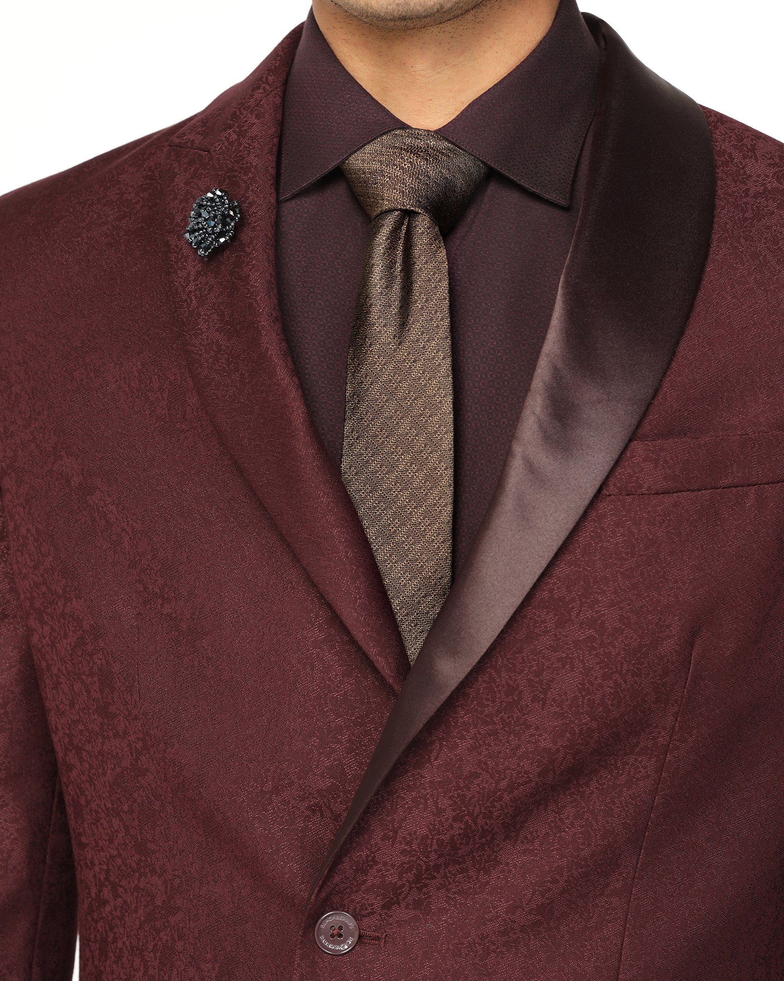 Silk Brown Jacquard Tie - Vanor