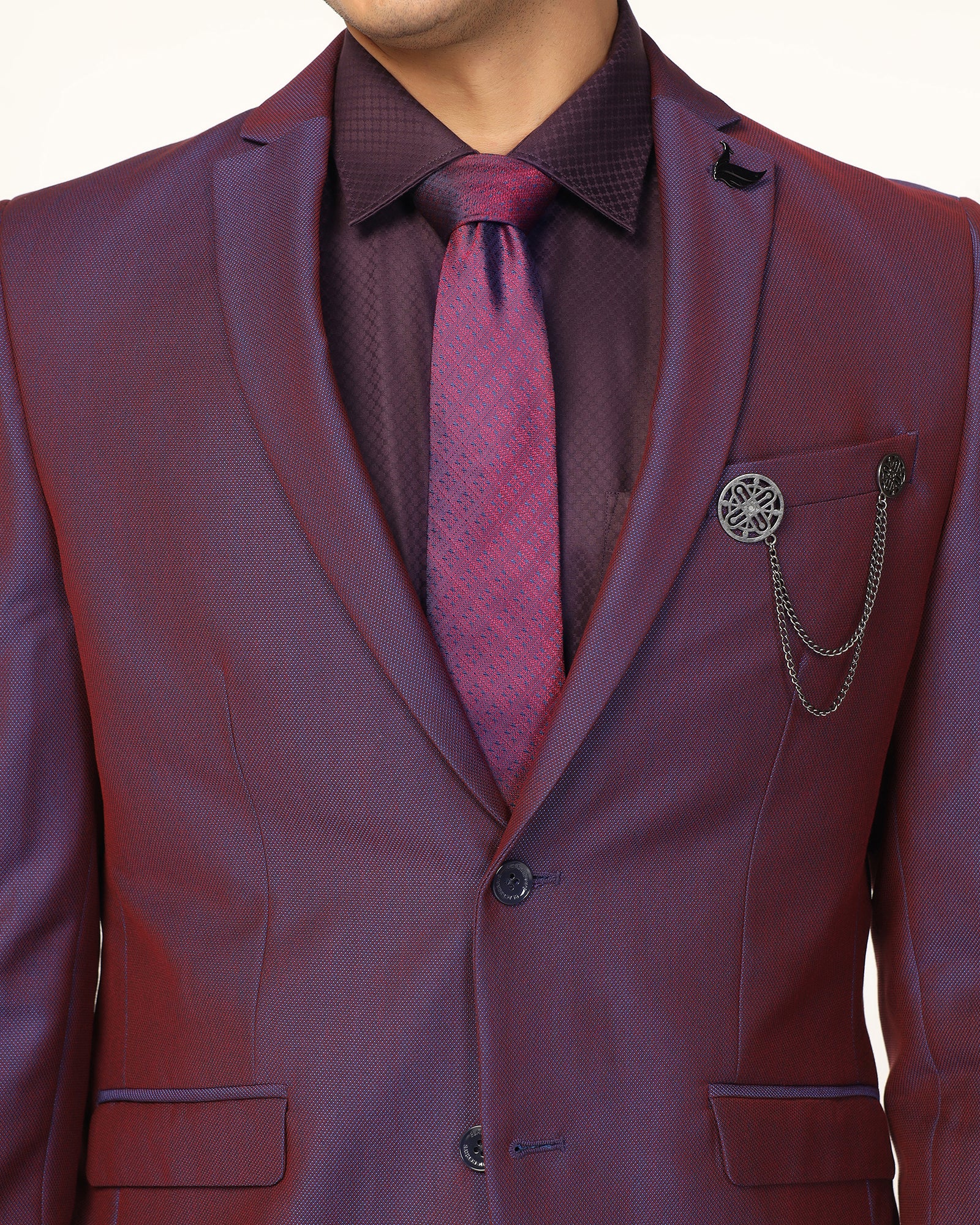 Silk Burgandy Jacquard Tie - Vanor
