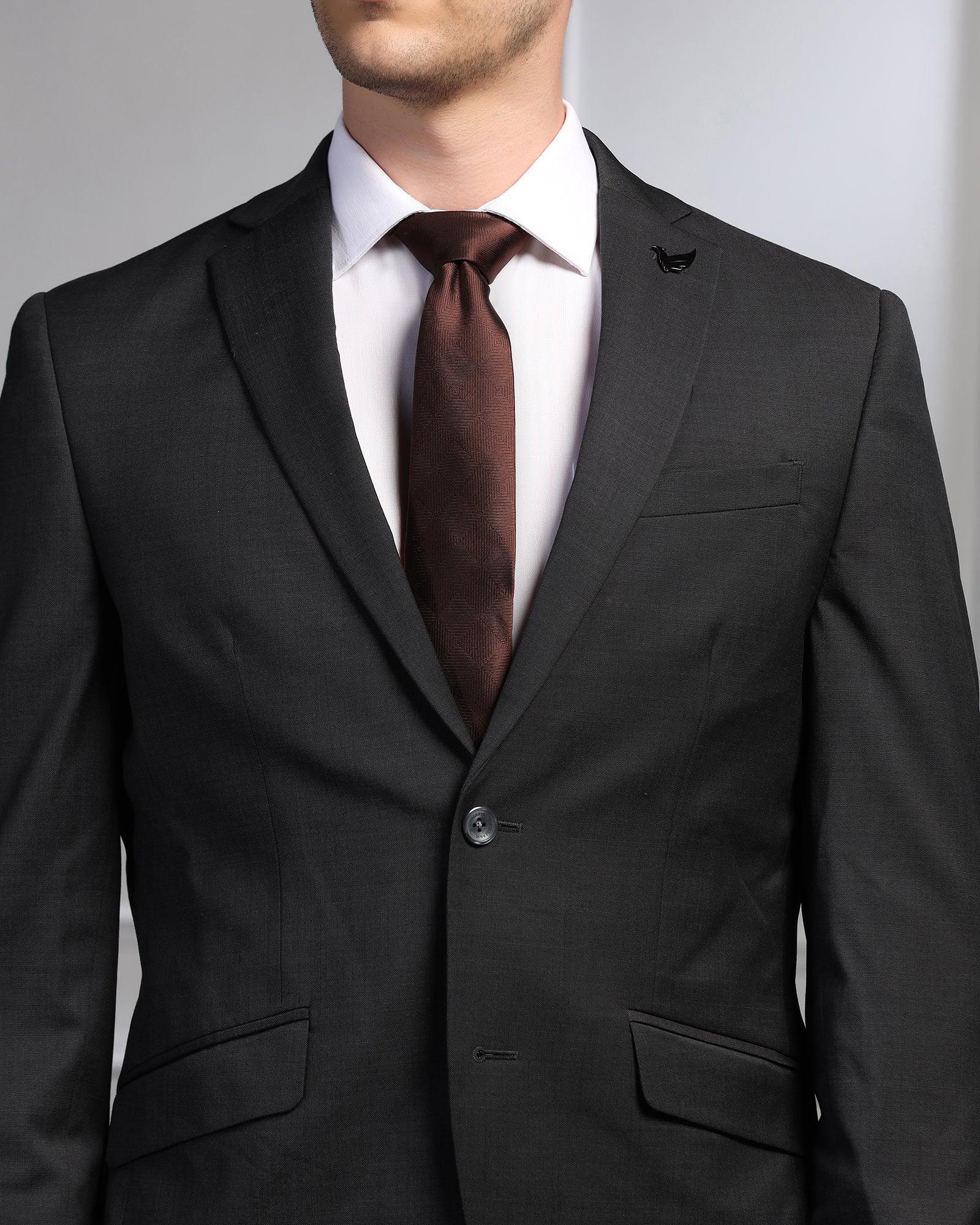 Silk Dark Brown Printed Tie - Ulana - Blackberrys