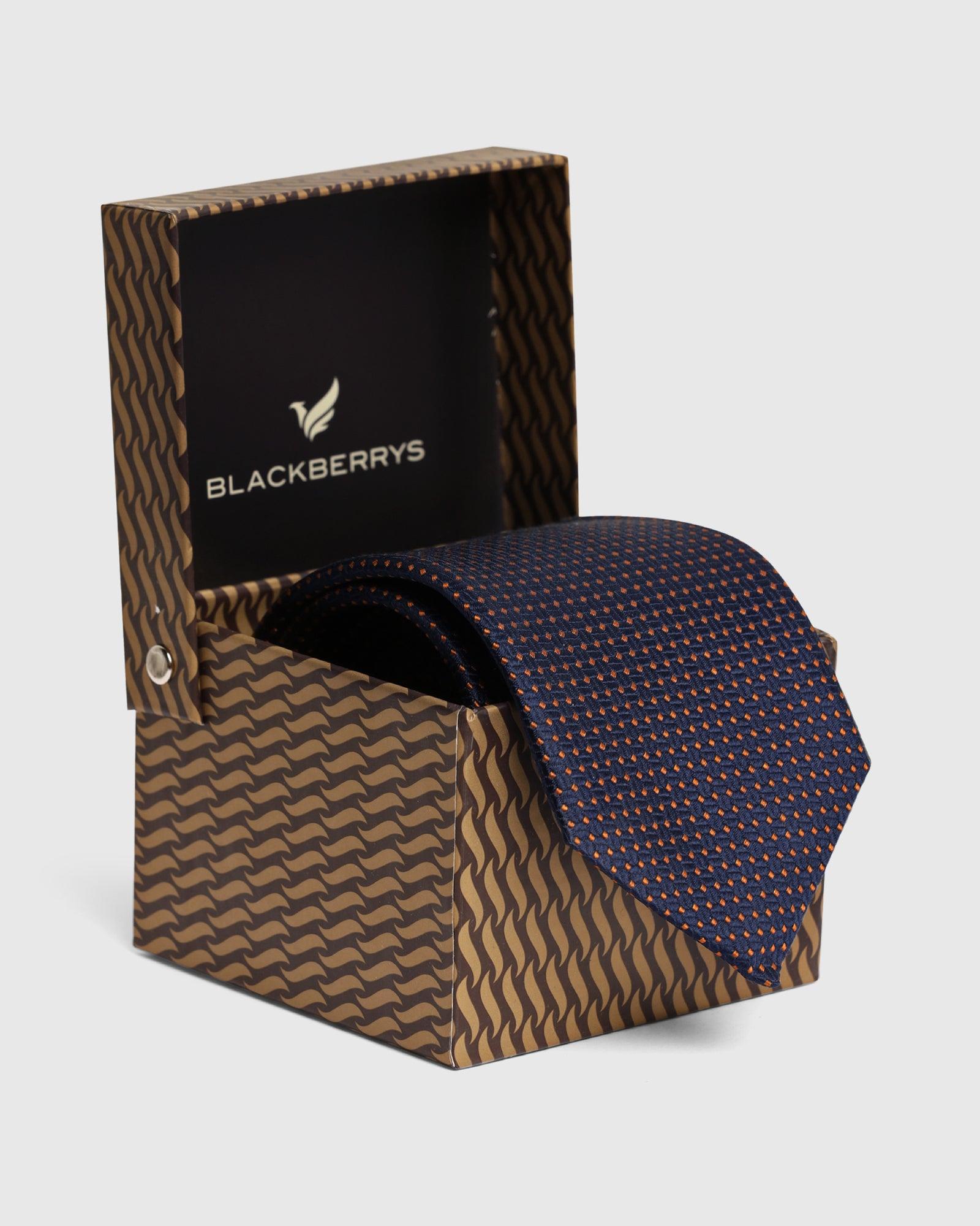 Silk Dark Navy Jacquard Tie - Viviana