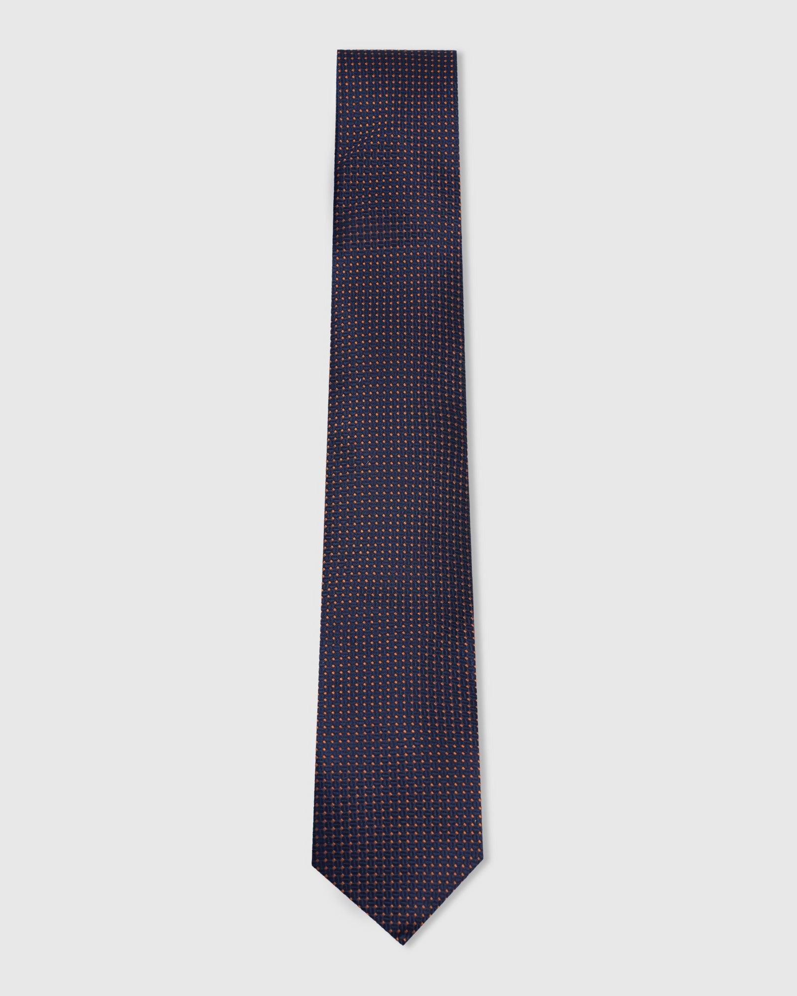 Silk Dark Navy Jacquard Tie - Viviana