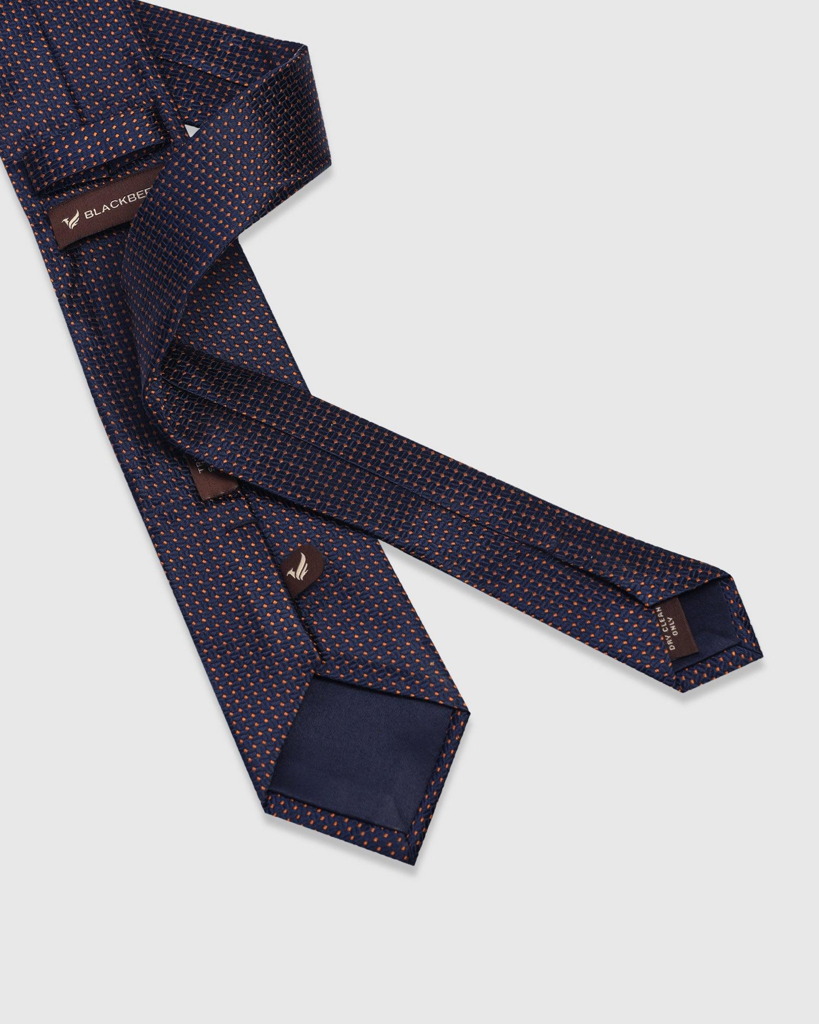 Silk Dark Navy Jacquard Tie - Viviana