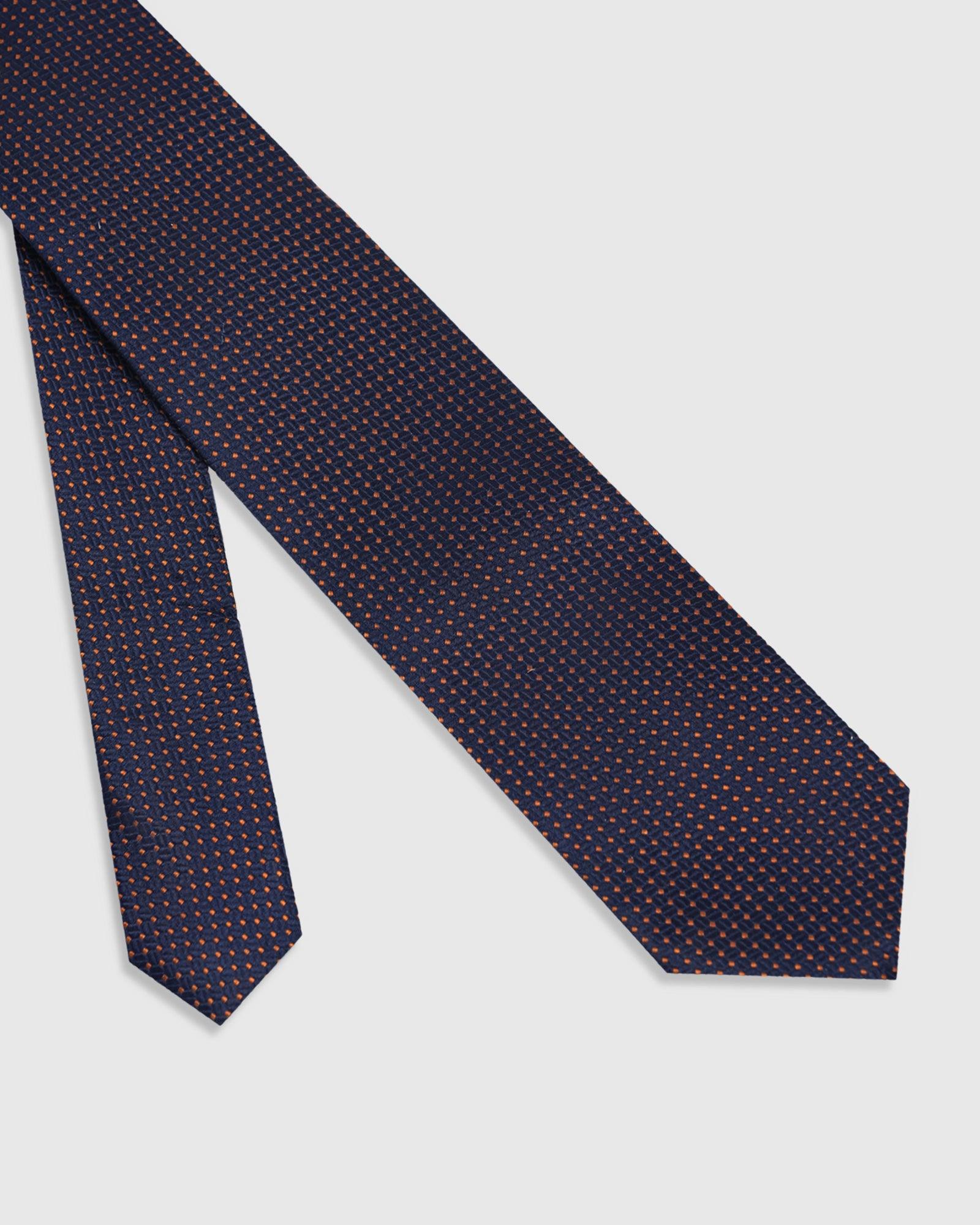 Silk Dark Navy Jacquard Tie - Viviana
