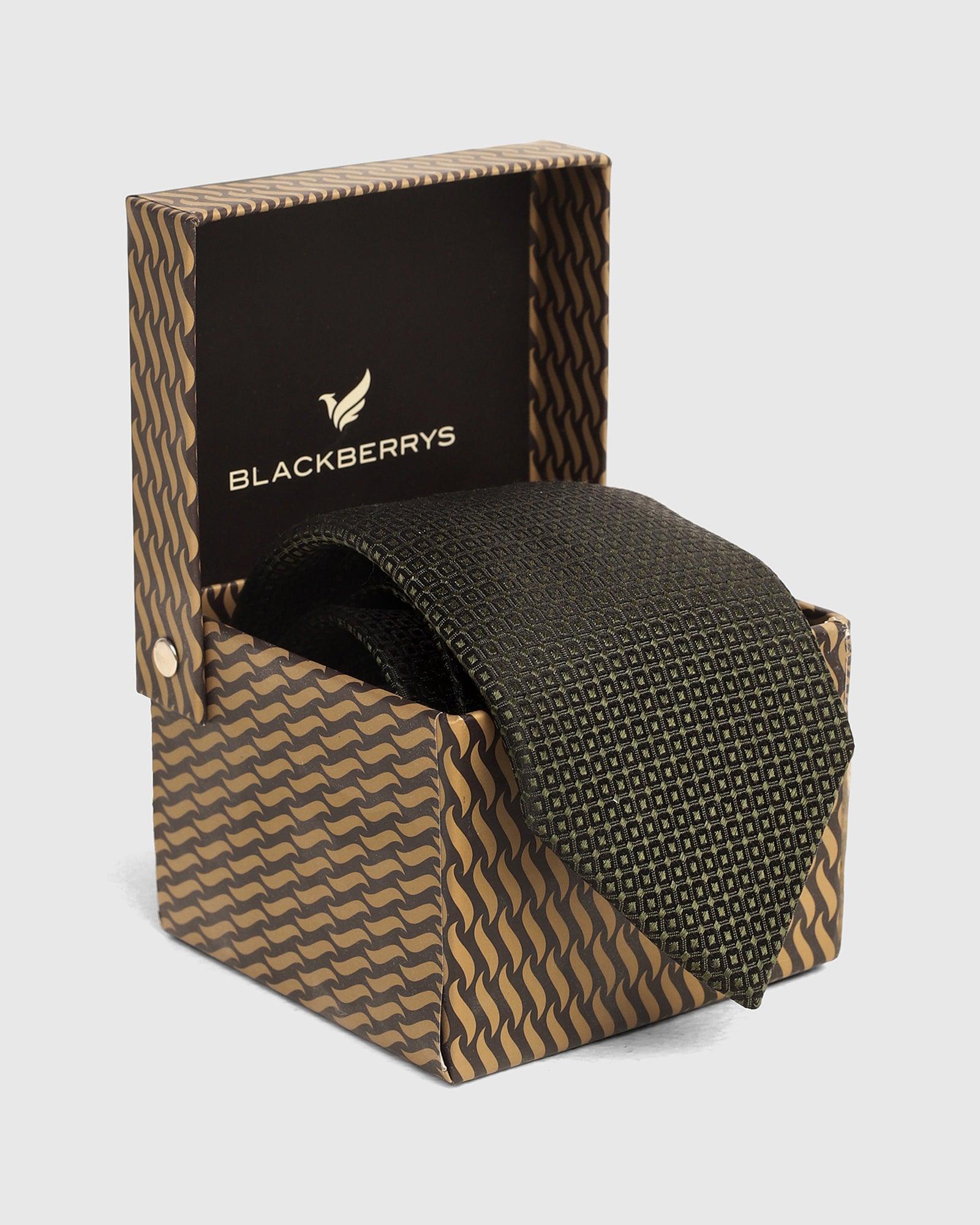 Silk Dark Olive Jacquard Tie - Uakari