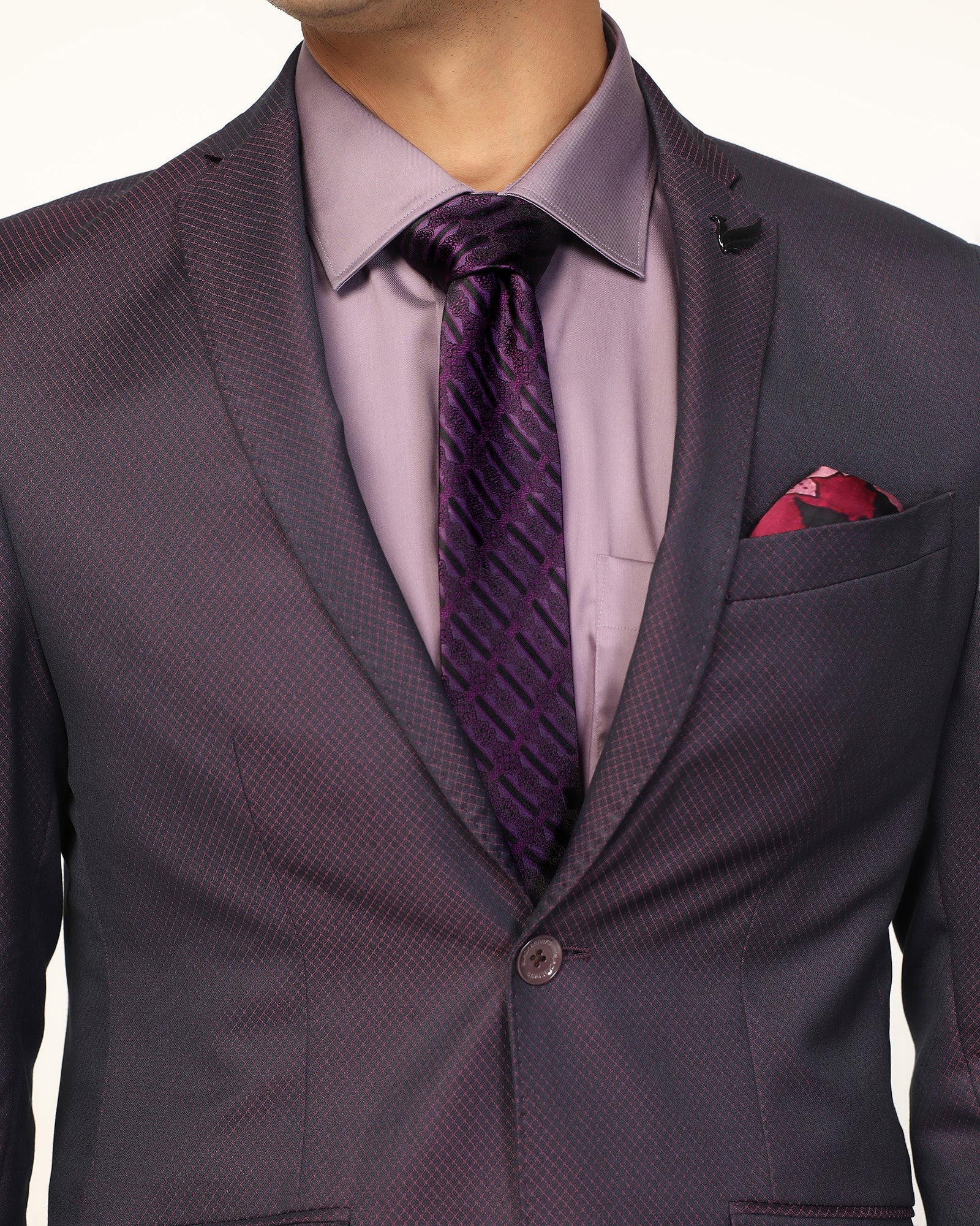 Silk Dark Purple Jacquard Tie - Vidal