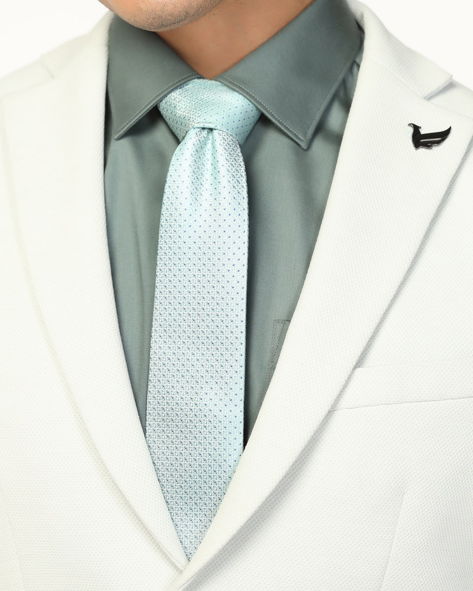 Silk Mint Green Jacquard Tie - Vingon