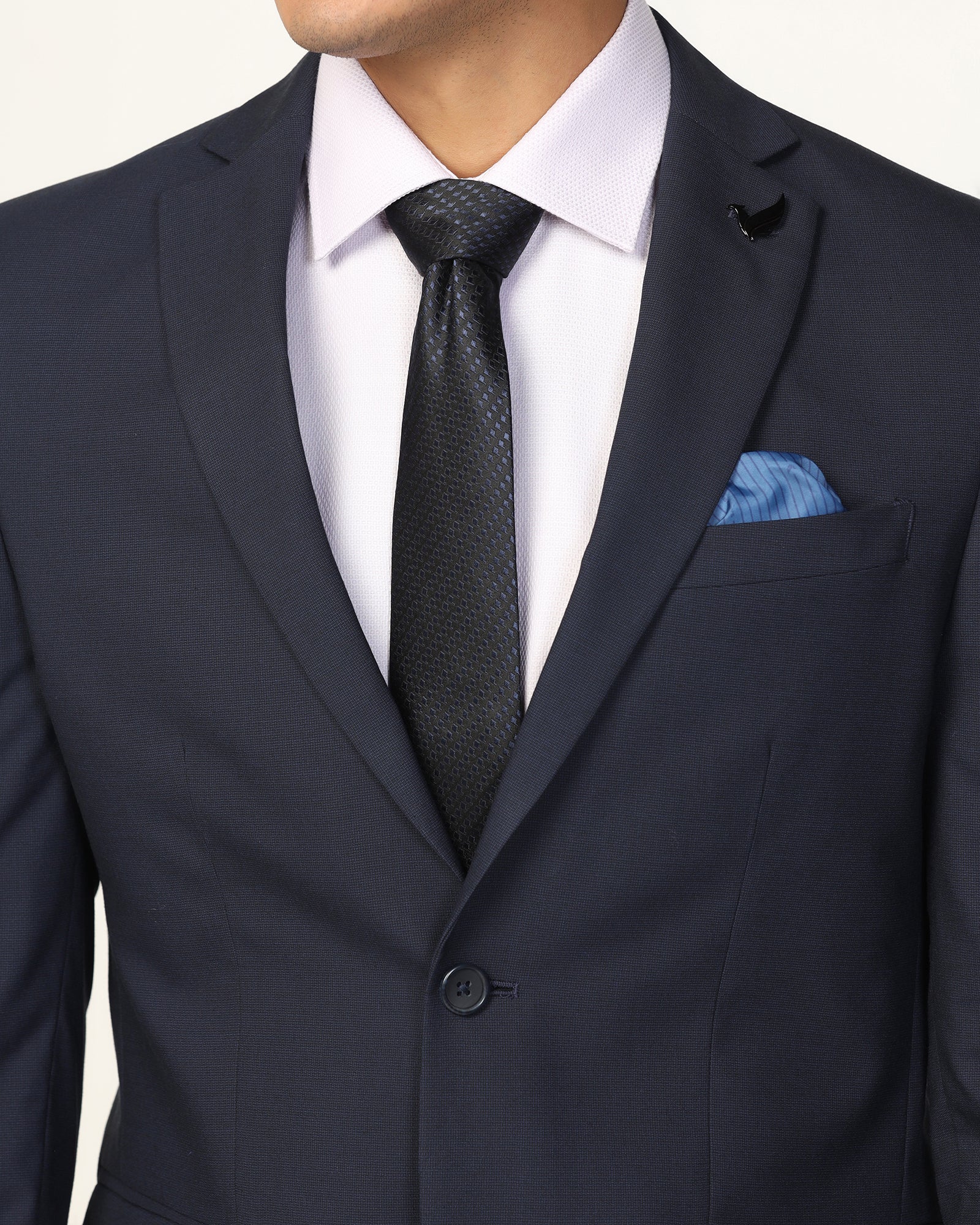Silk Navy Jacquard Tie - Verly