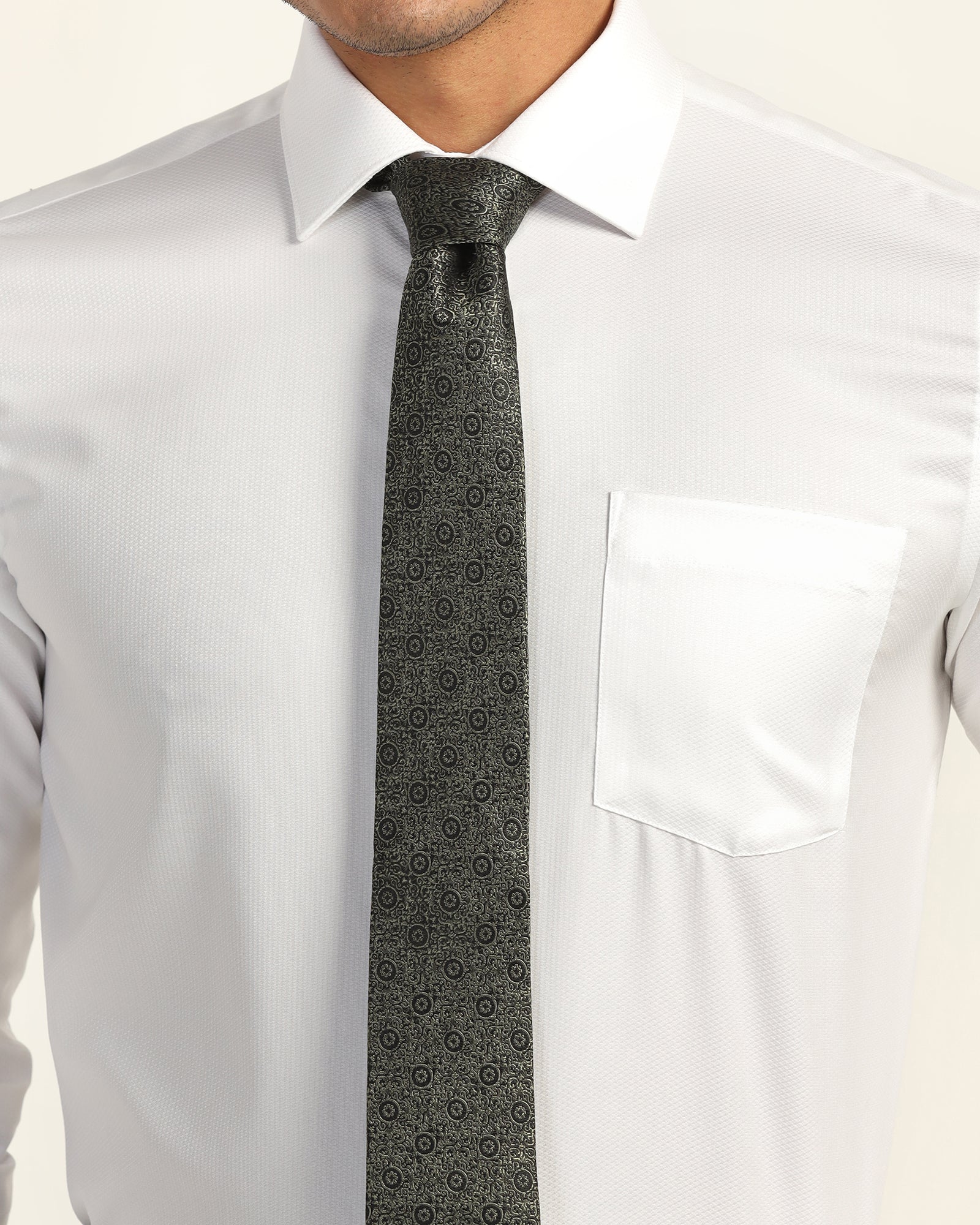 Silk Olive Jacquard Tie - Vagor