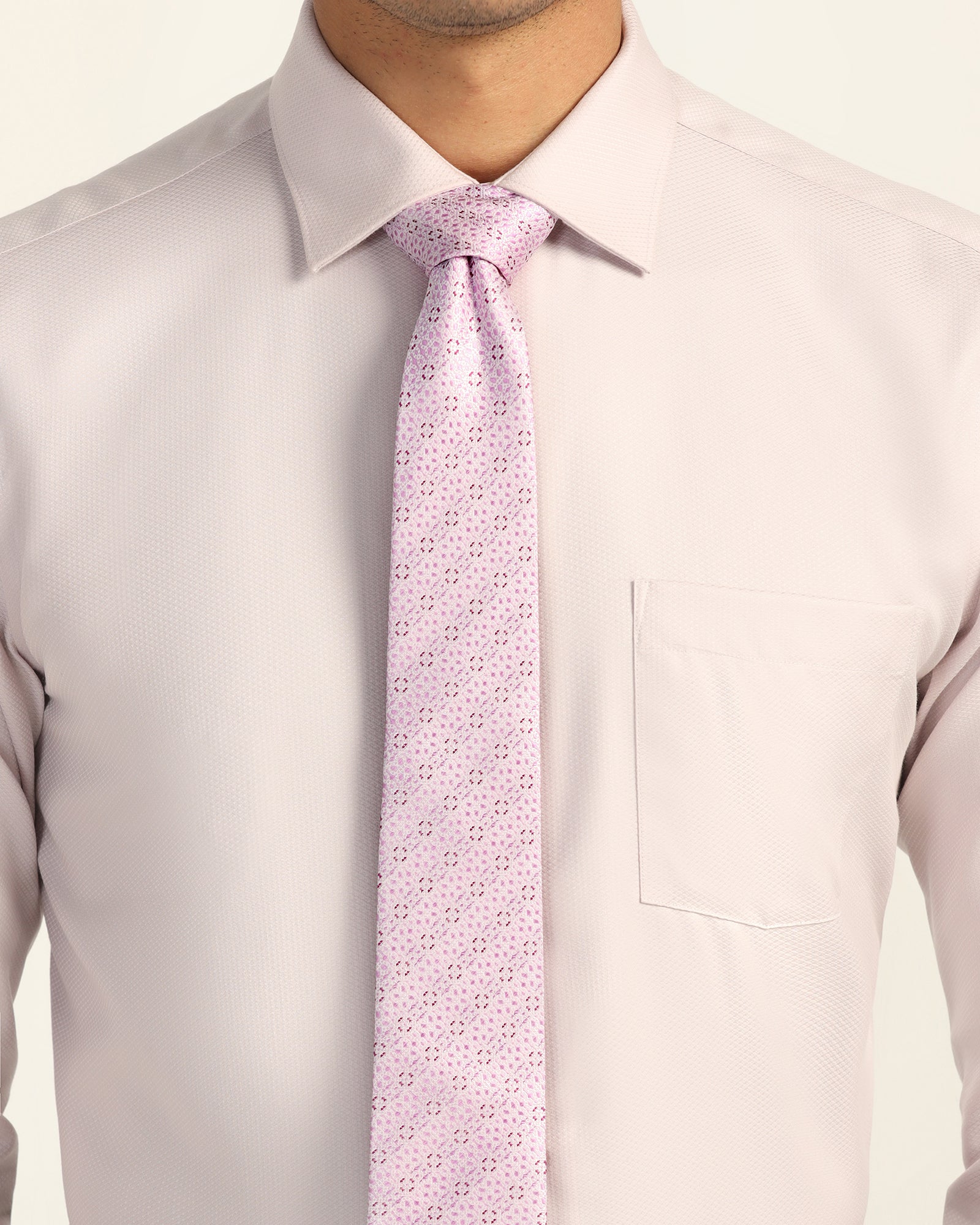 Silk Pink Jacquard Tie - Vinico