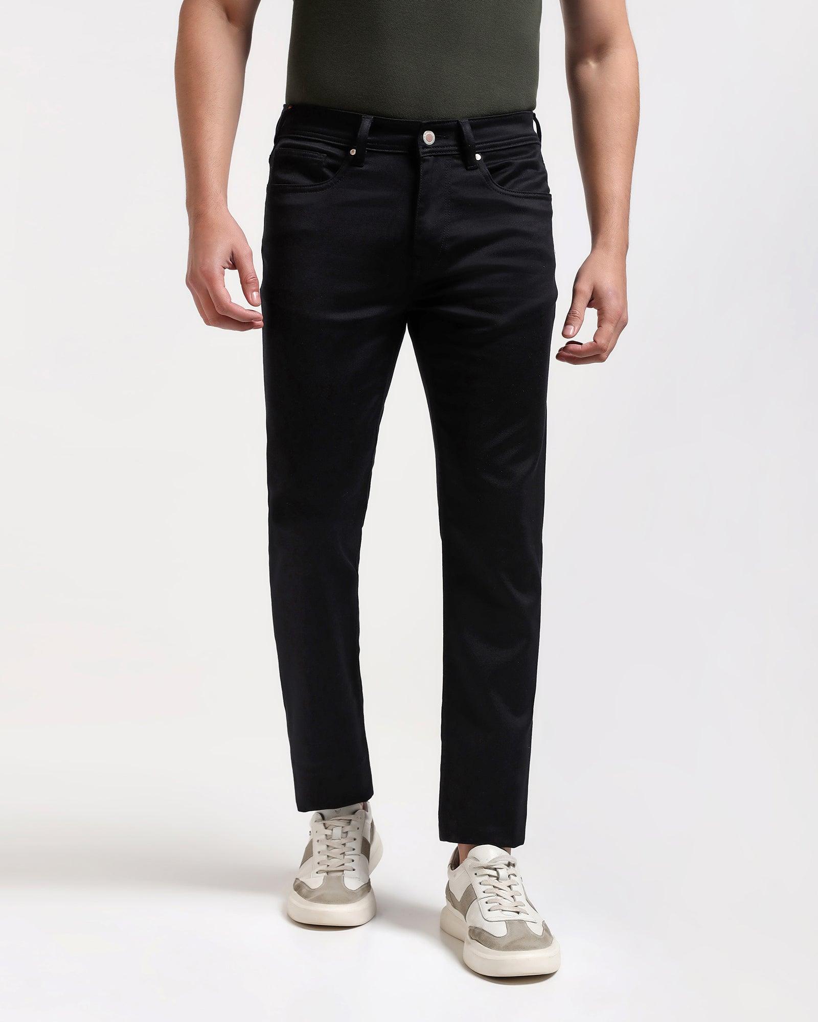 Skinny Cropped Fiji Fit Black Textured Jeans - Abto