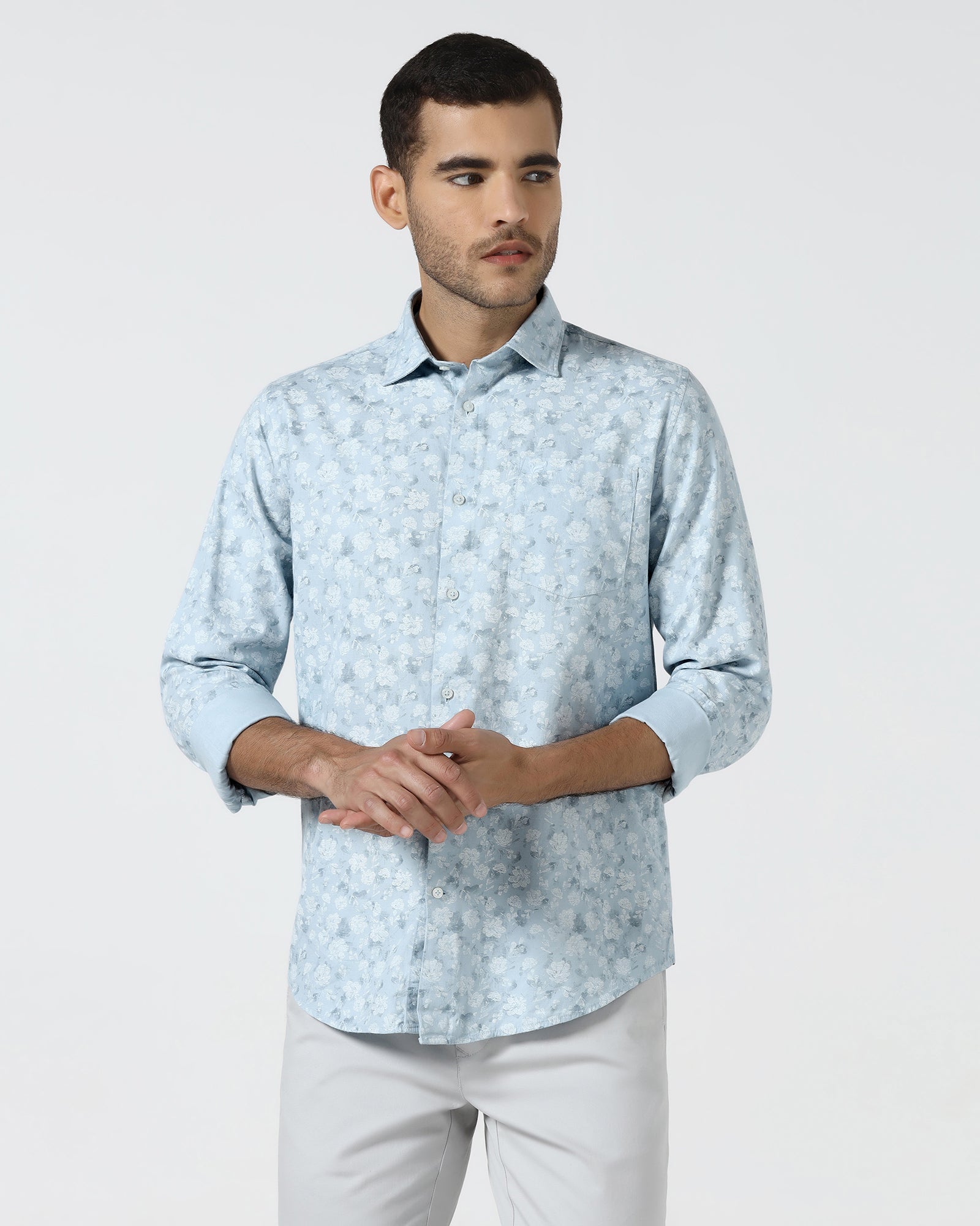 Sky Blue Printed Shirt - Rasol