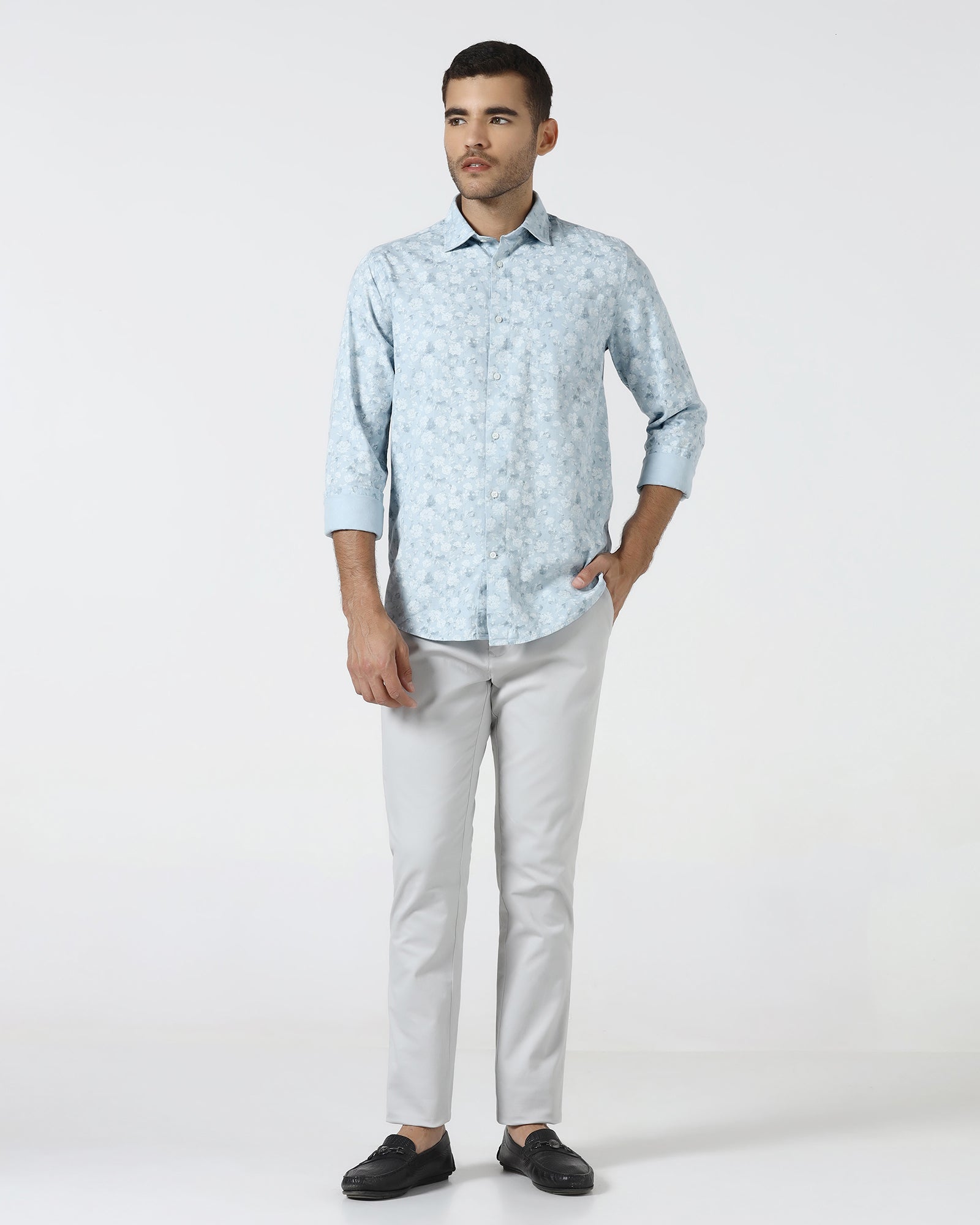 Sky Blue Printed Shirt - Rasol