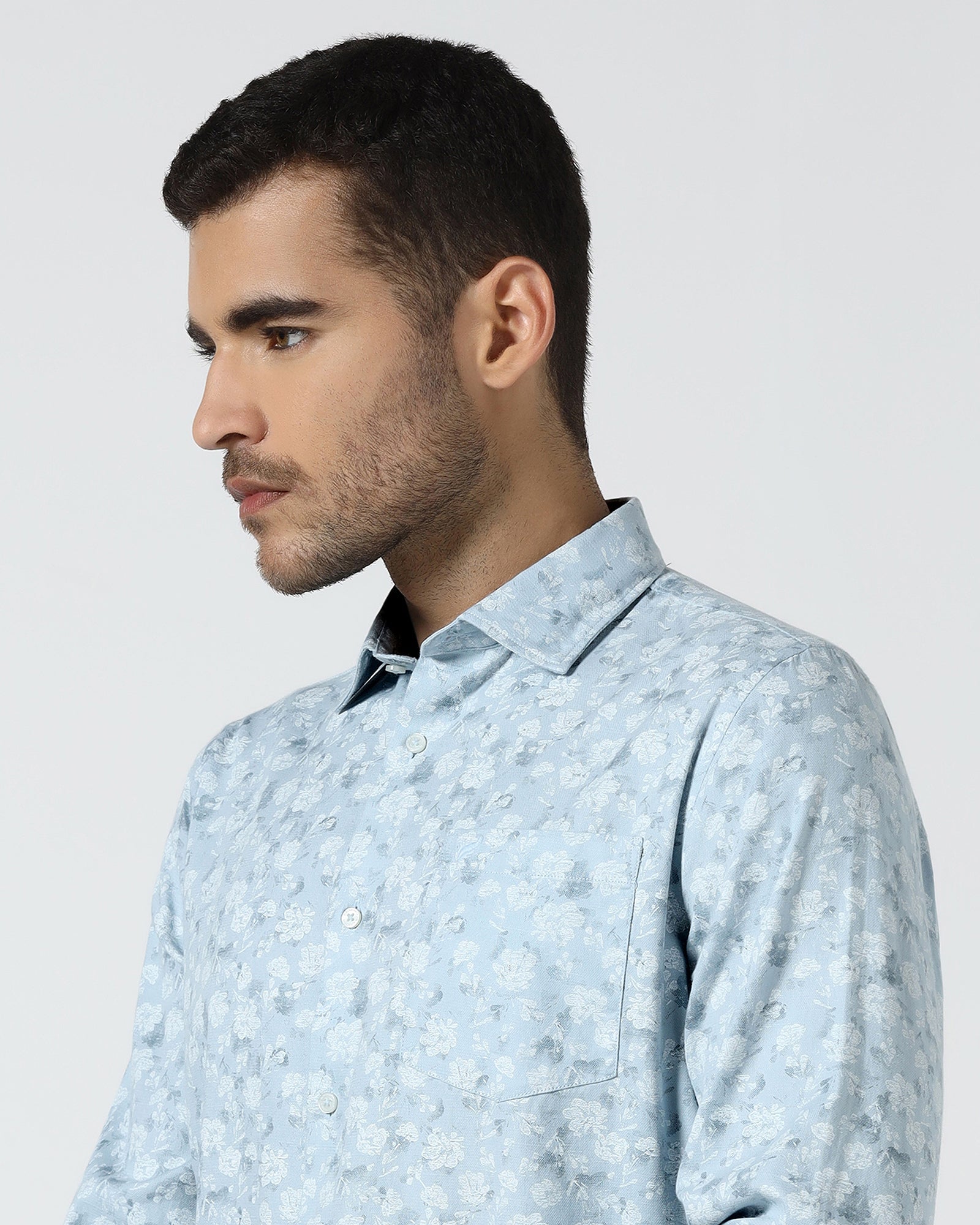 Sky Blue Printed Shirt - Rasol