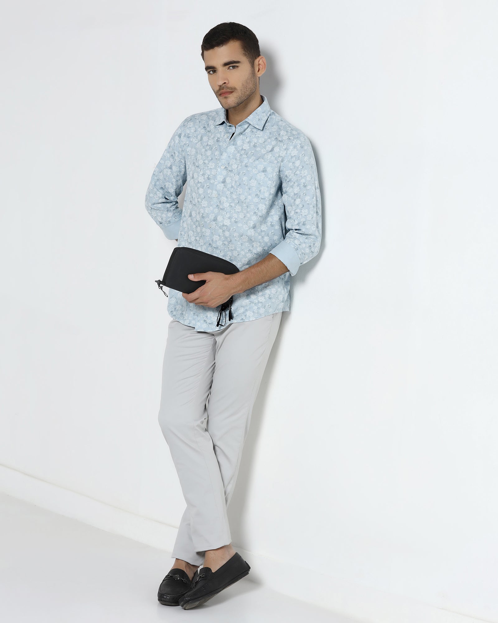 Sky Blue Printed Shirt - Rasol