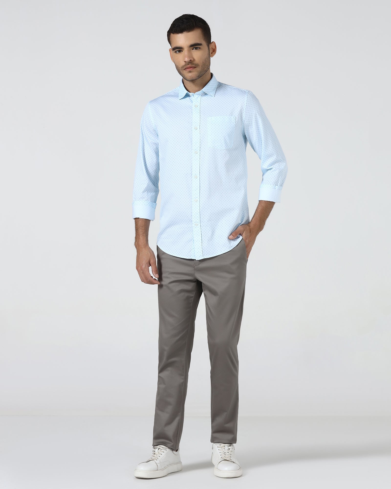 Sky Blue Printed Shirt - Sarol