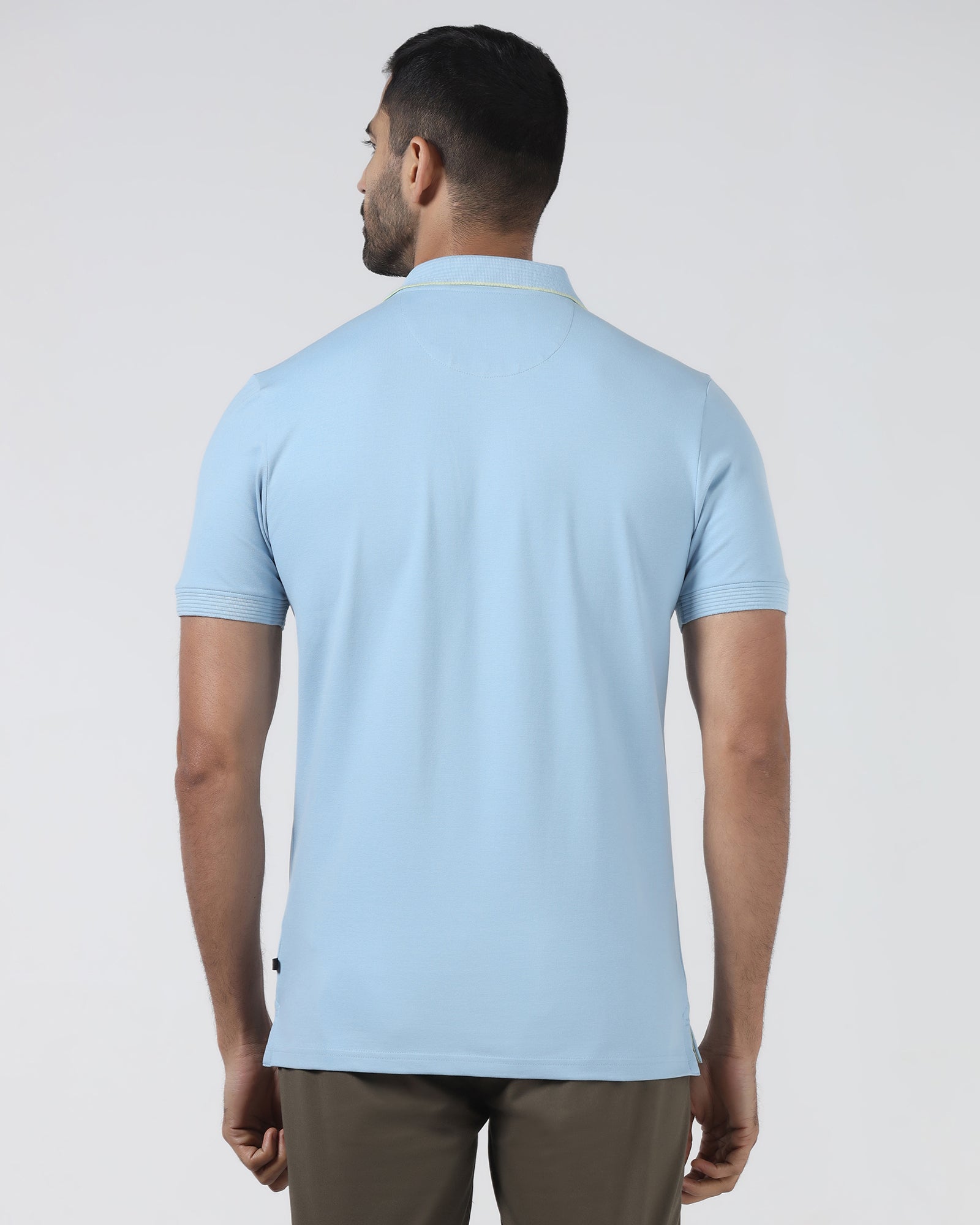 Sky Blue Solid Polo - Aesun