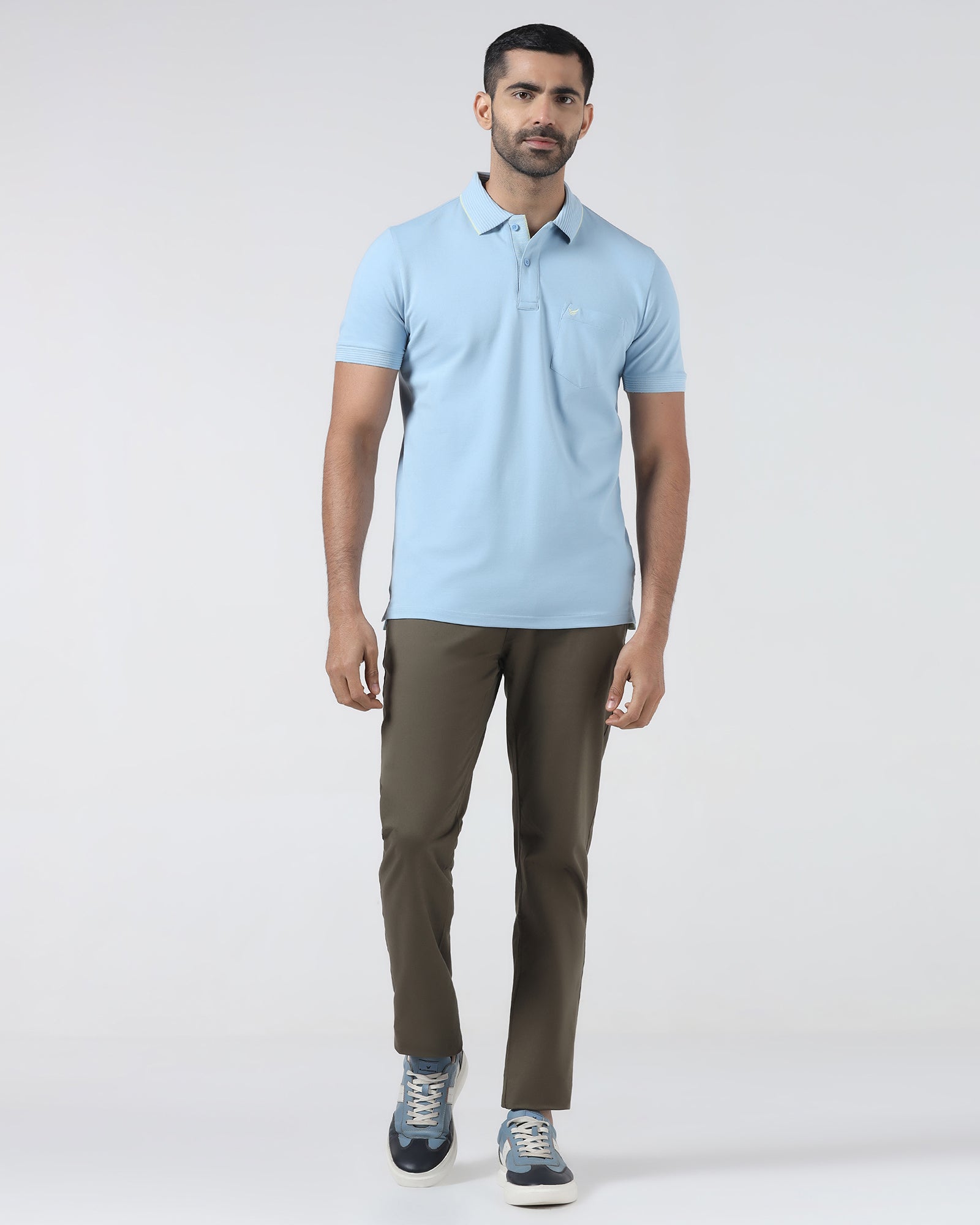 Sky Blue Solid Polo - Aesun