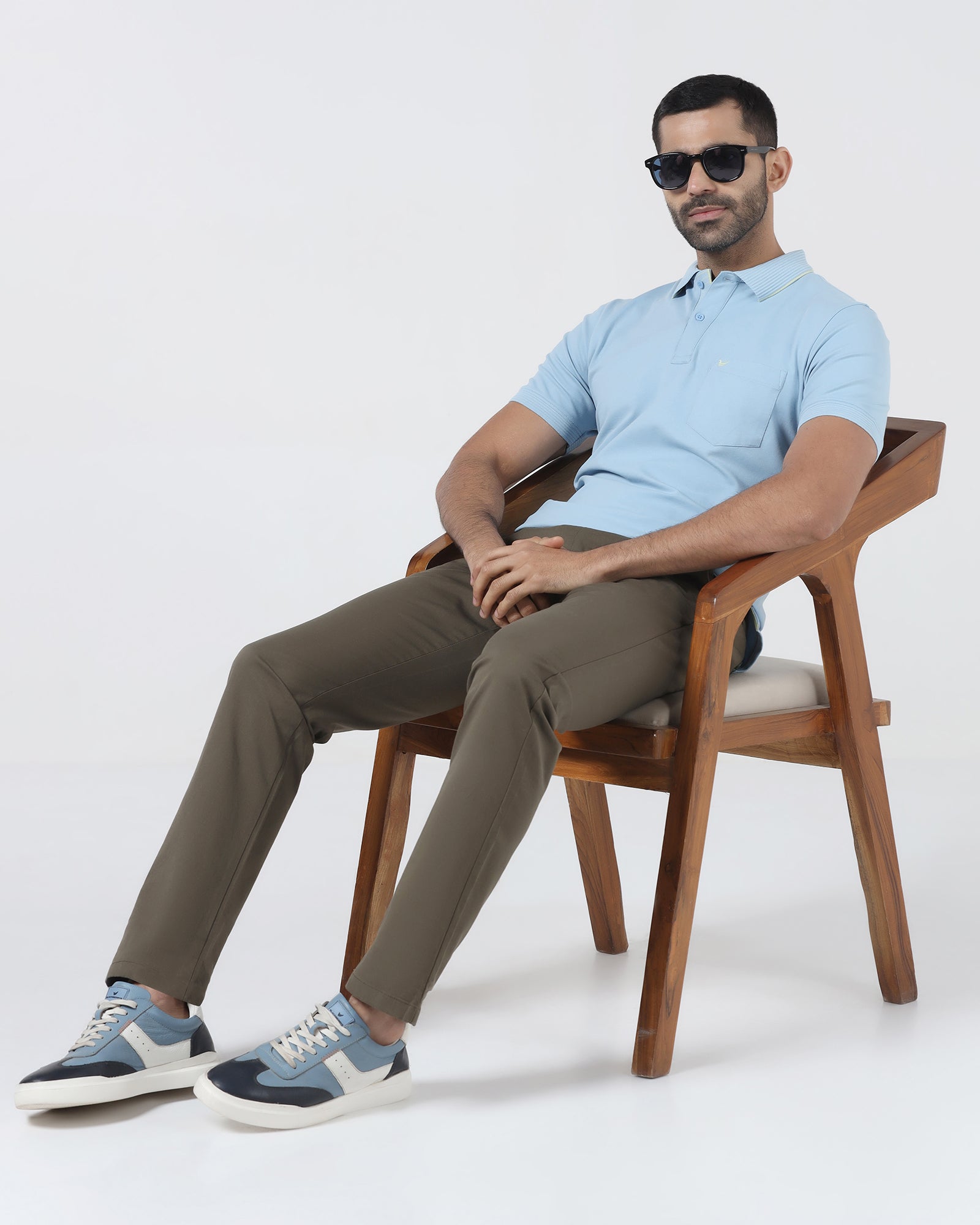 Sky Blue Solid Polo - Aesun