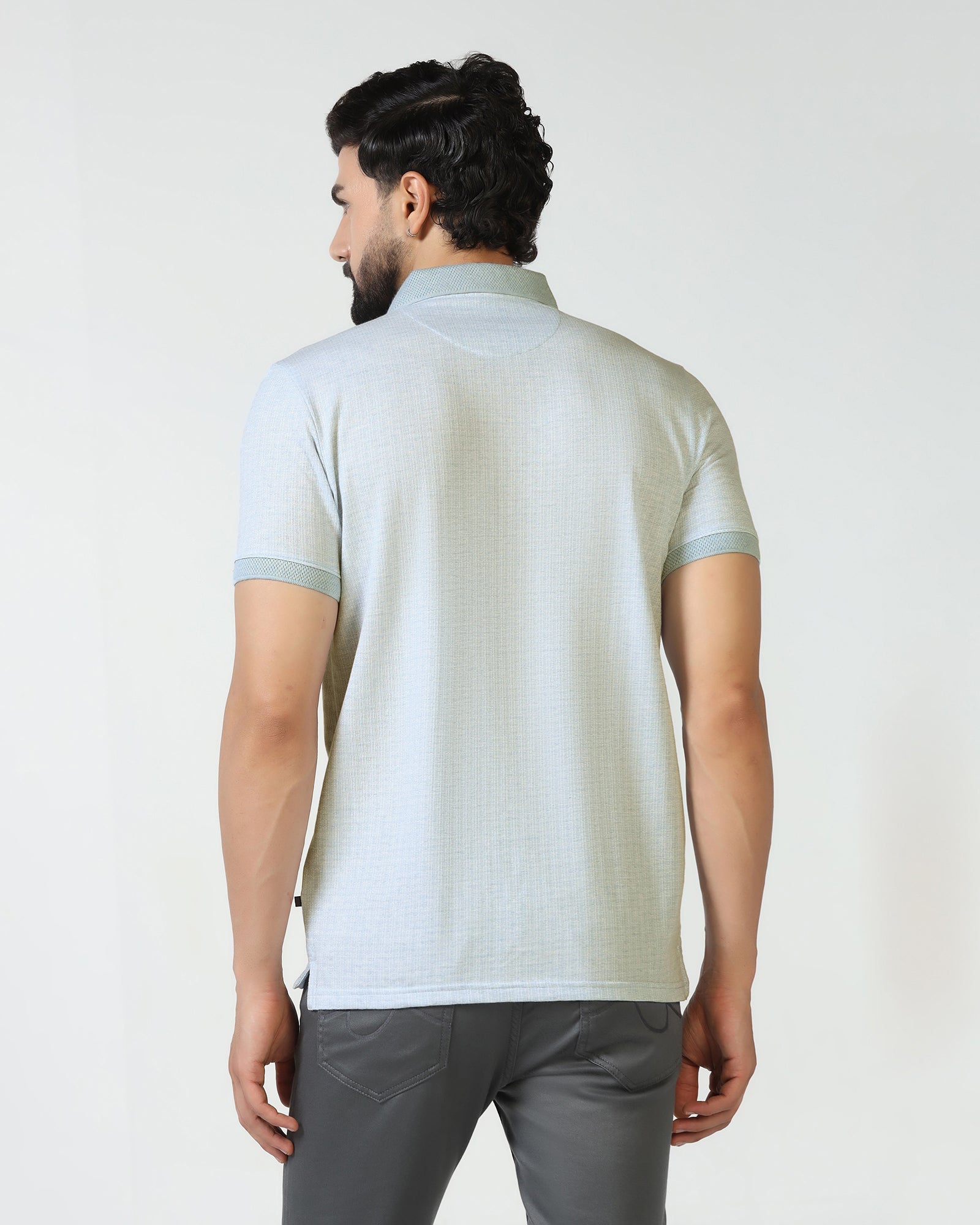 Sky Blue Textured Polo - Shepred