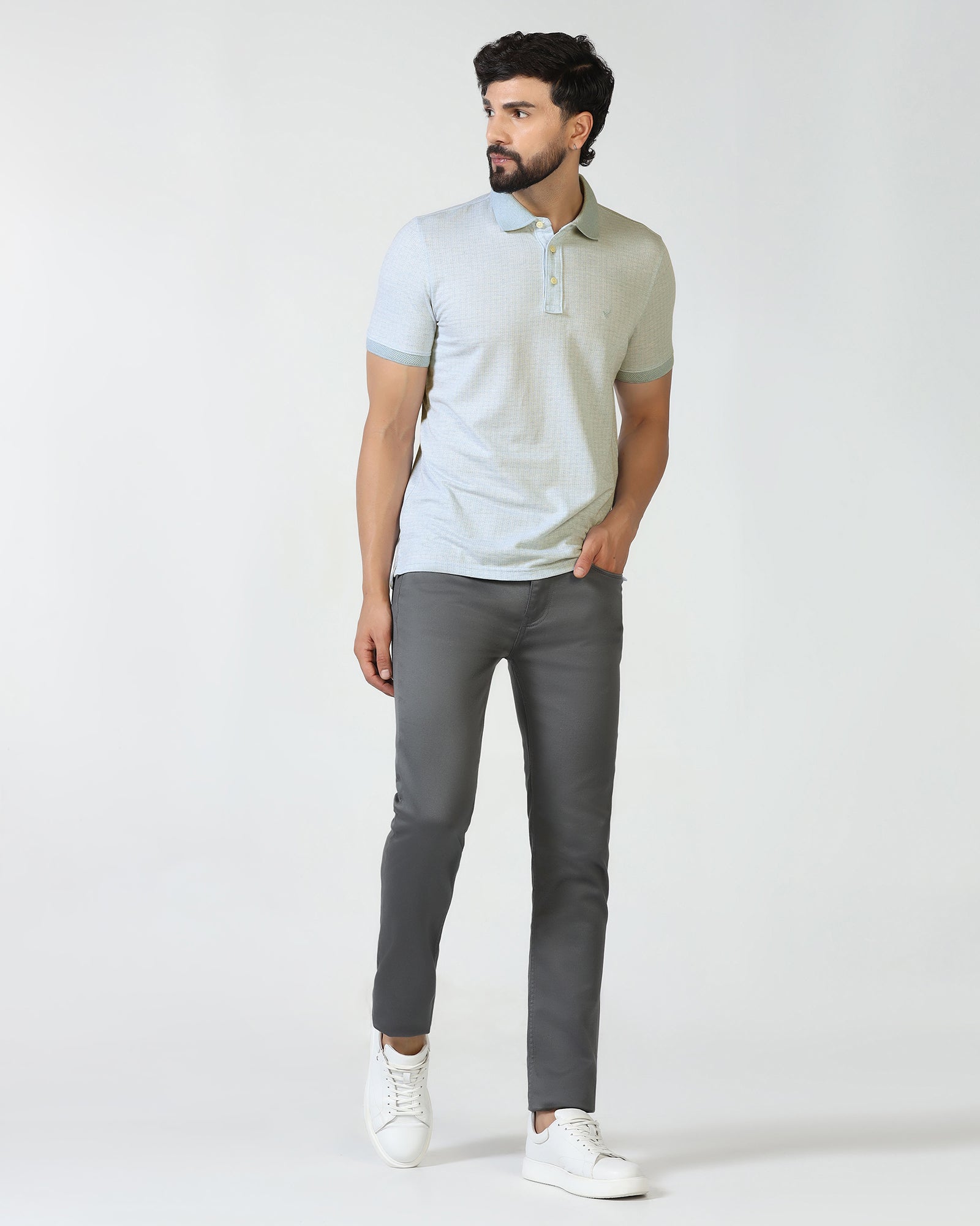 Sky Blue Textured Polo - Shepred