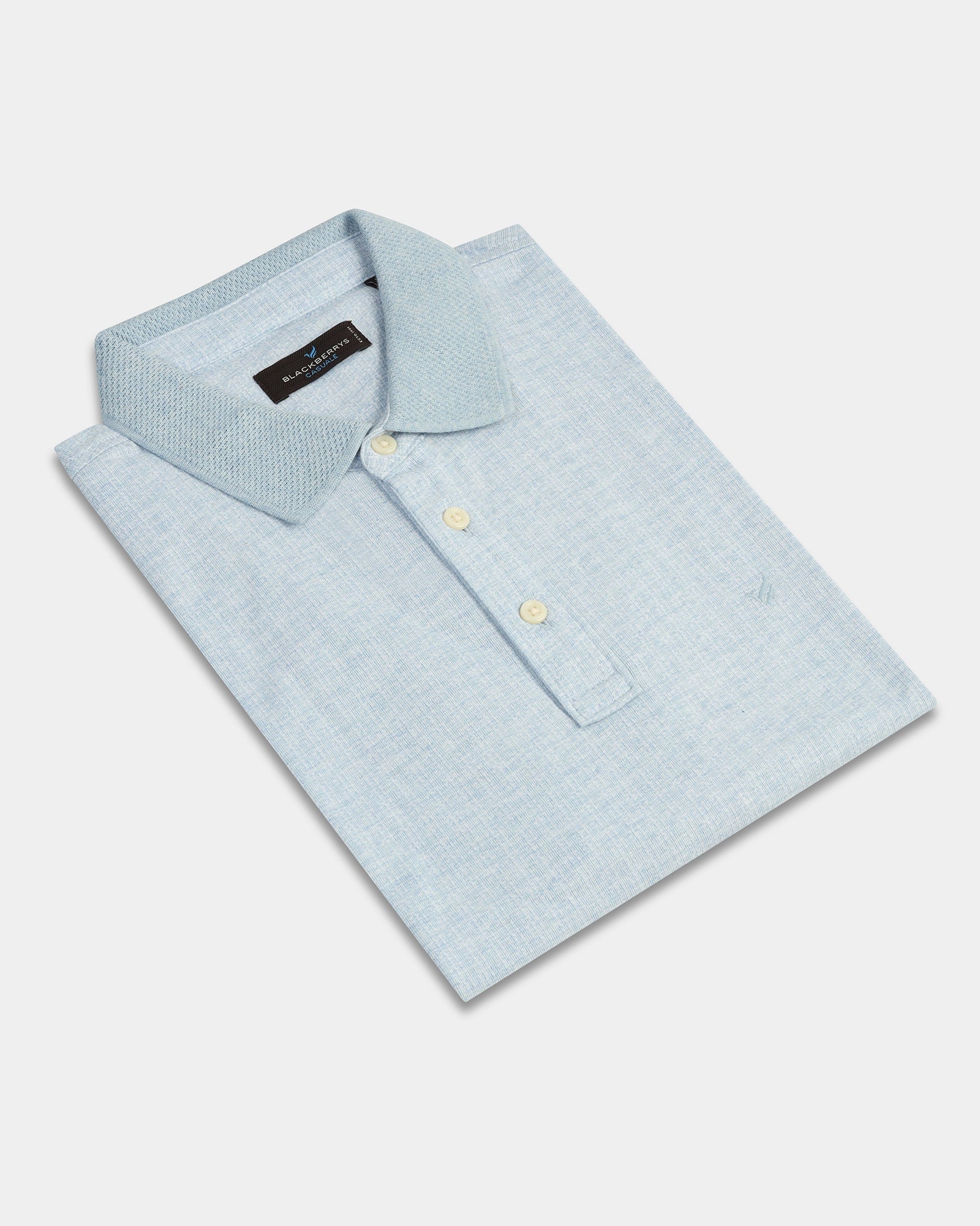 Sky Blue Textured Polo - Shepred
