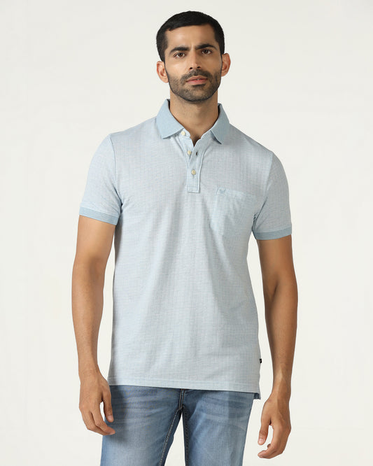 Sky Blue Textured Polo - Shepred