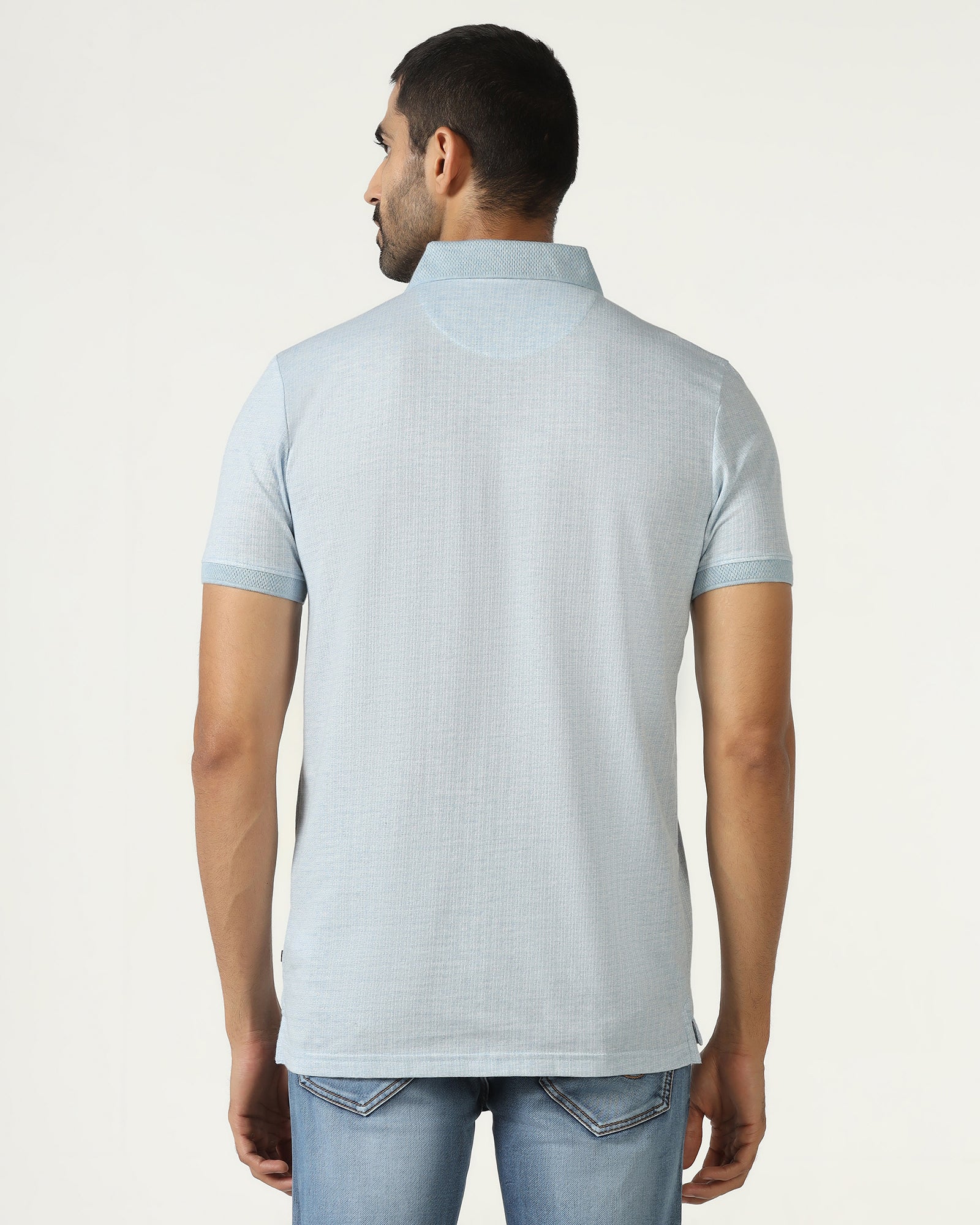 Sky Blue Textured Polo - Shepred