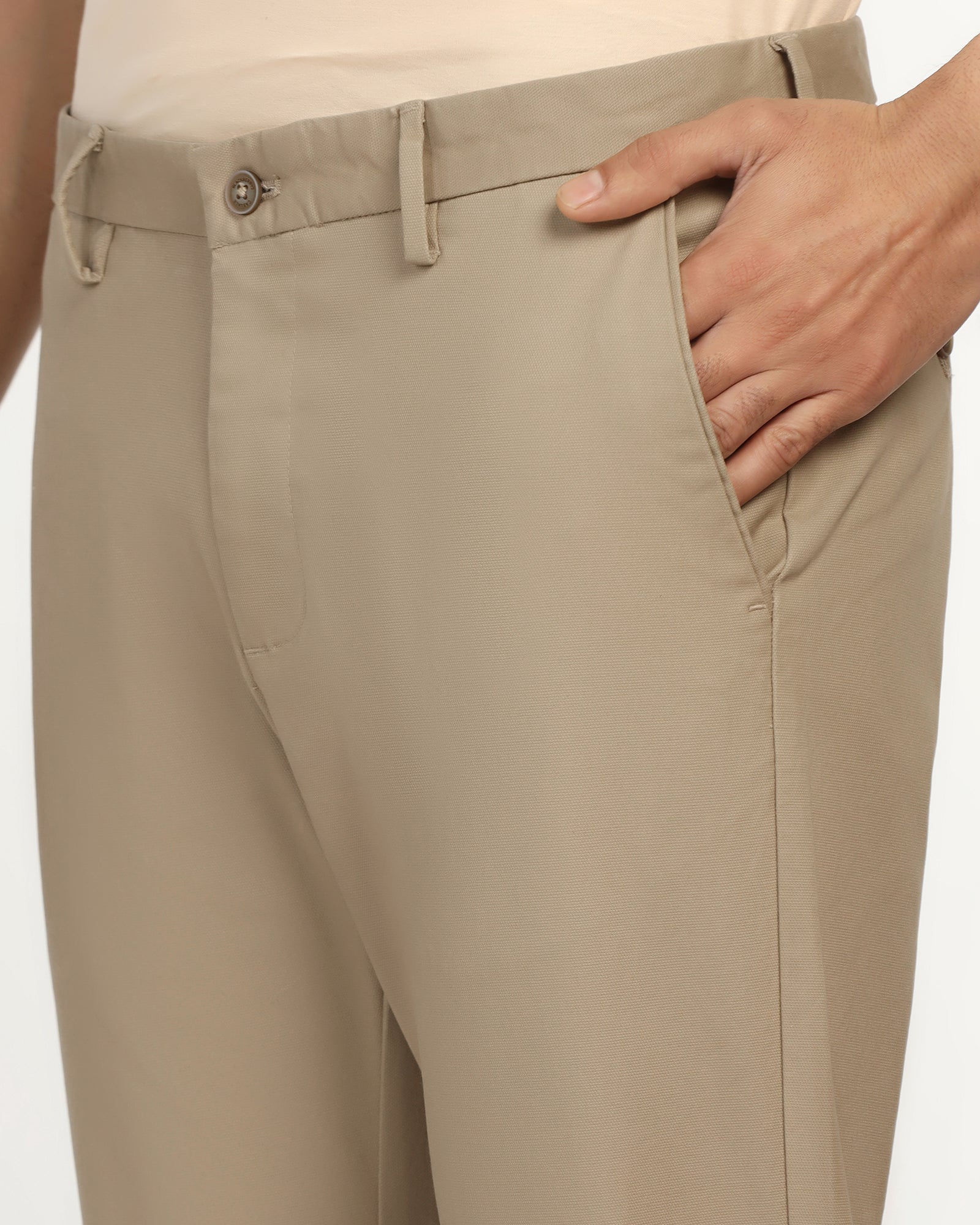 Slim Comfort B-95 Casual Brown Textured Khakis - Kary