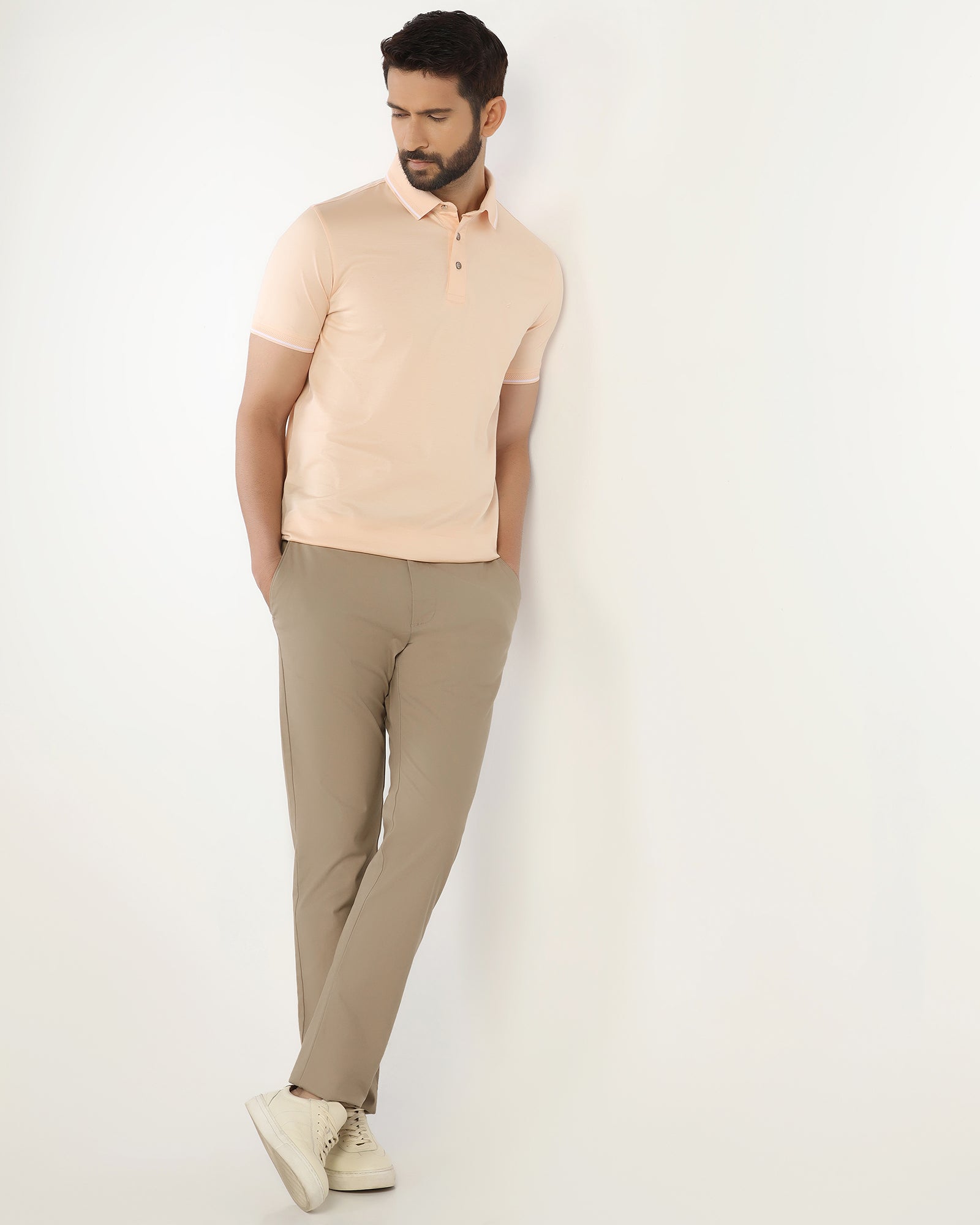 Slim Comfort B-95 Casual Brown Textured Khakis - Kary