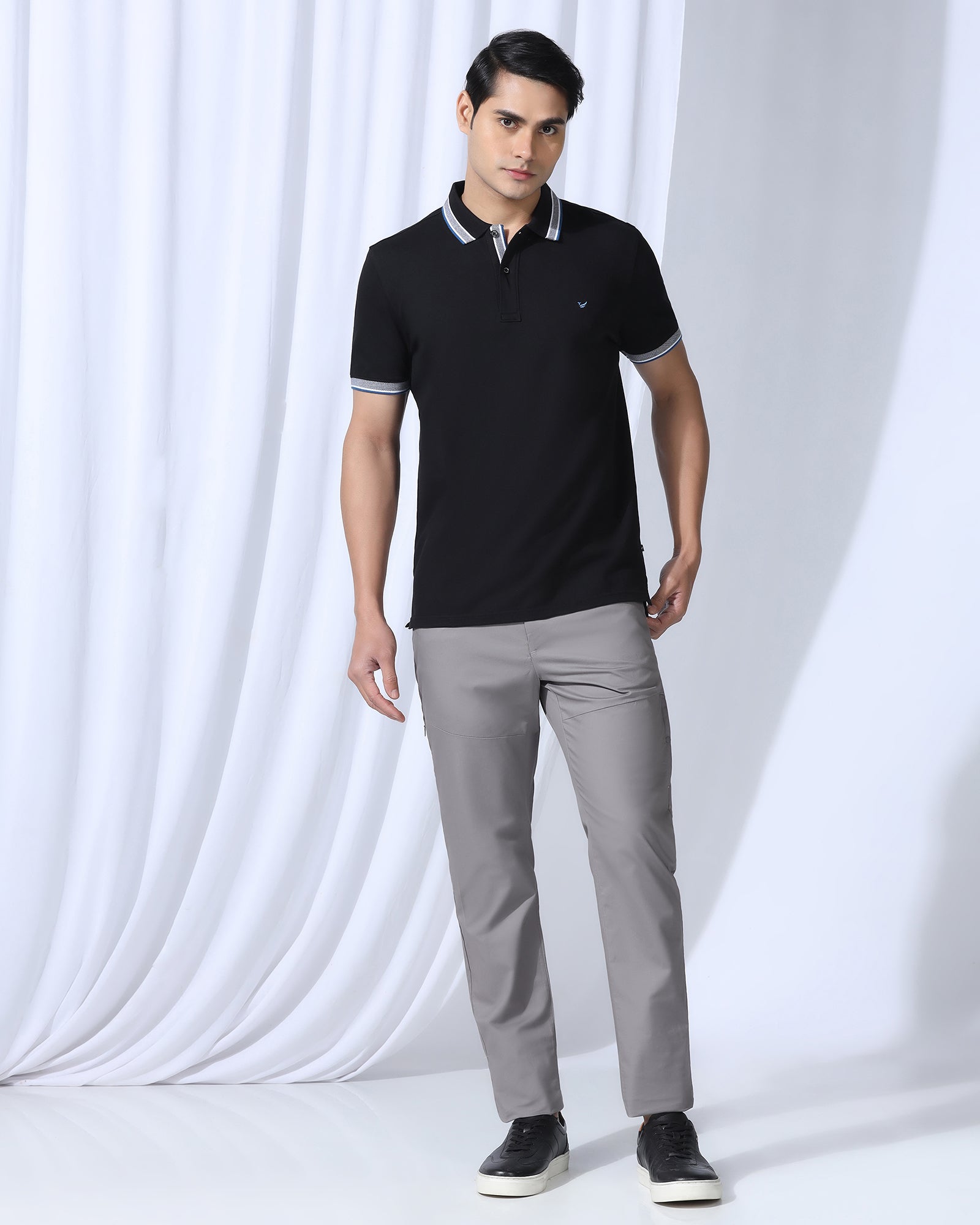 Slim Comfort B-95 Casual Grey Solid Khakis - Fred