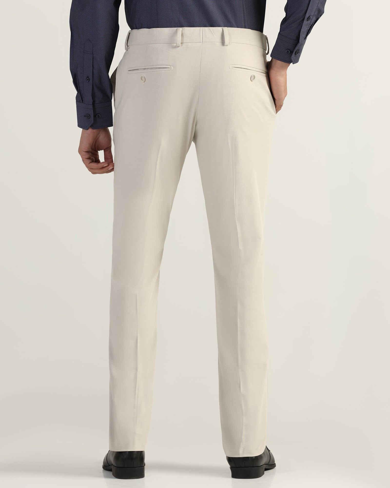 Slim Comfort B-95 Formal Beige Textured Trouser - Hilton