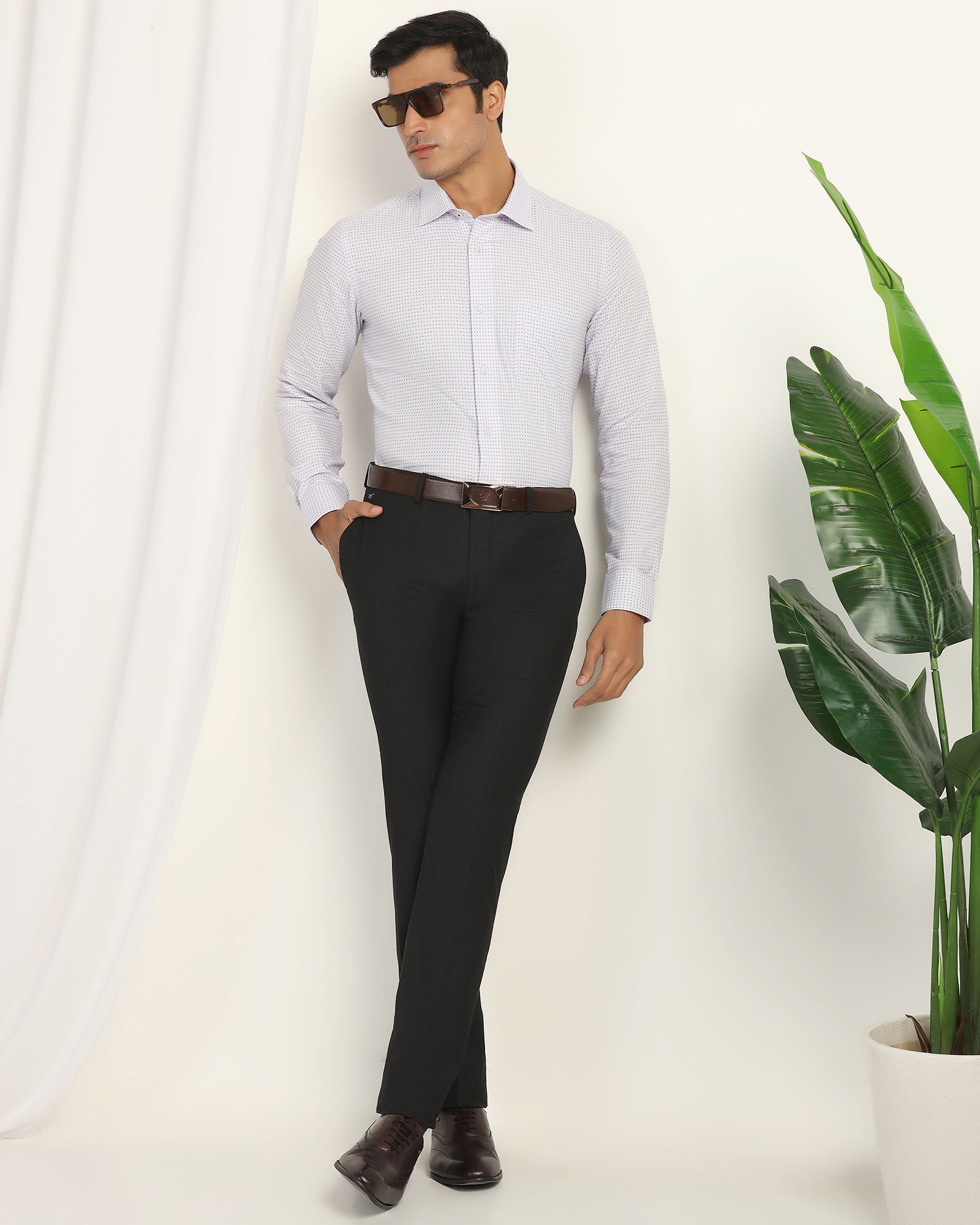 Slim Comfort B-95 Formal Black Check Trouser - Windsor