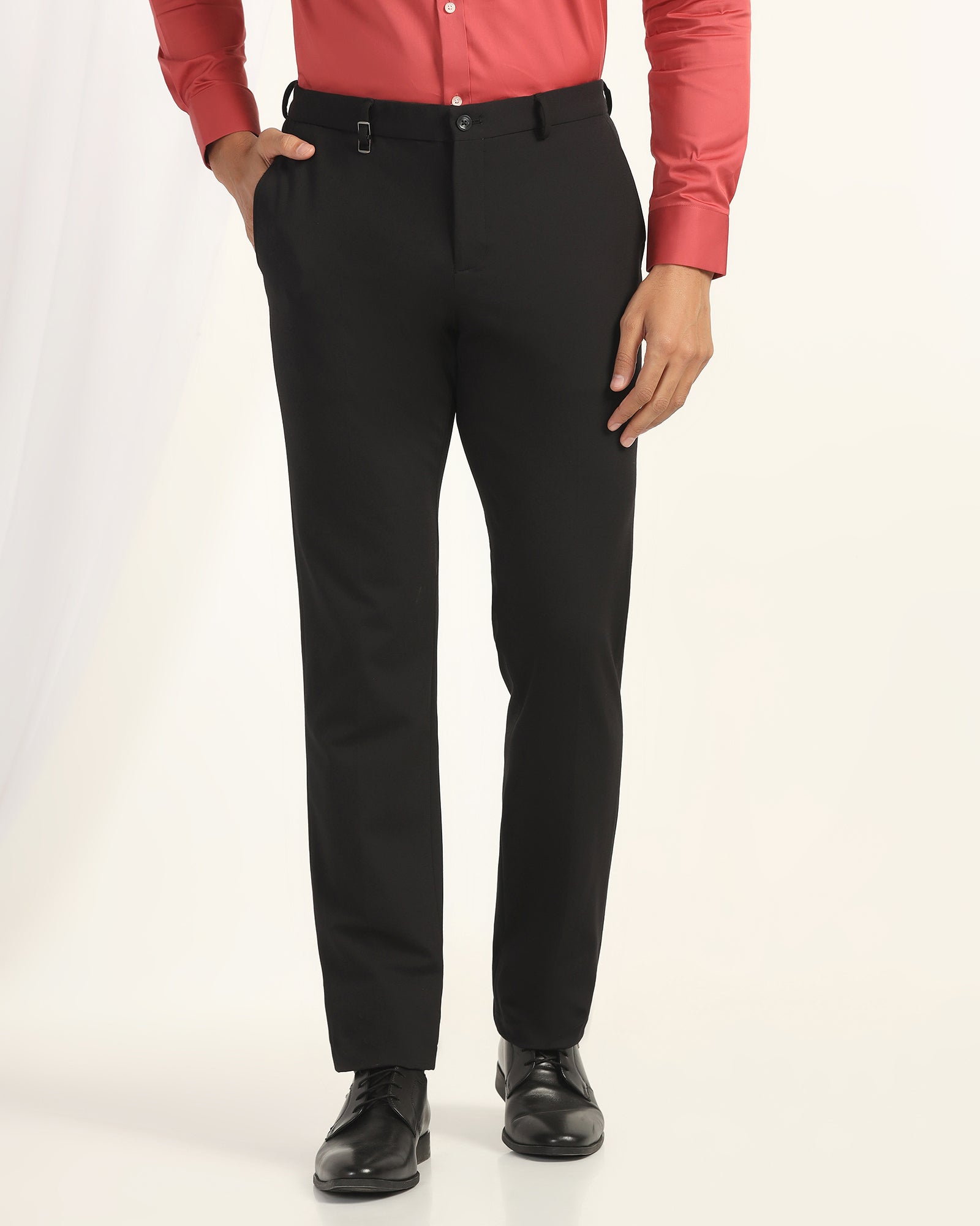 Slim Comfort B-95 Formal Black Solid Trouser - Musk