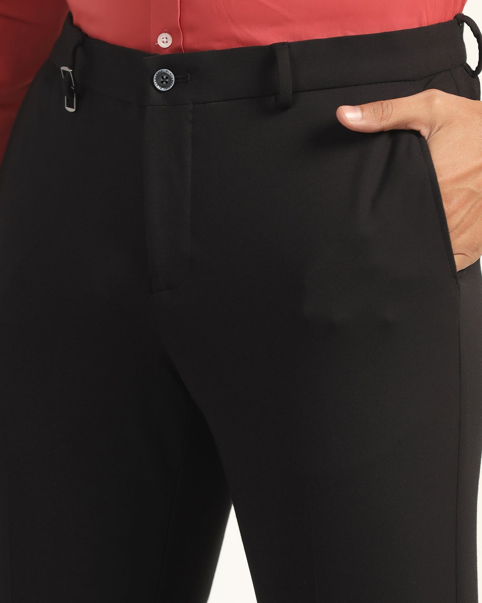 Slim Comfort B-95 Formal Black Solid Trouser - Musk