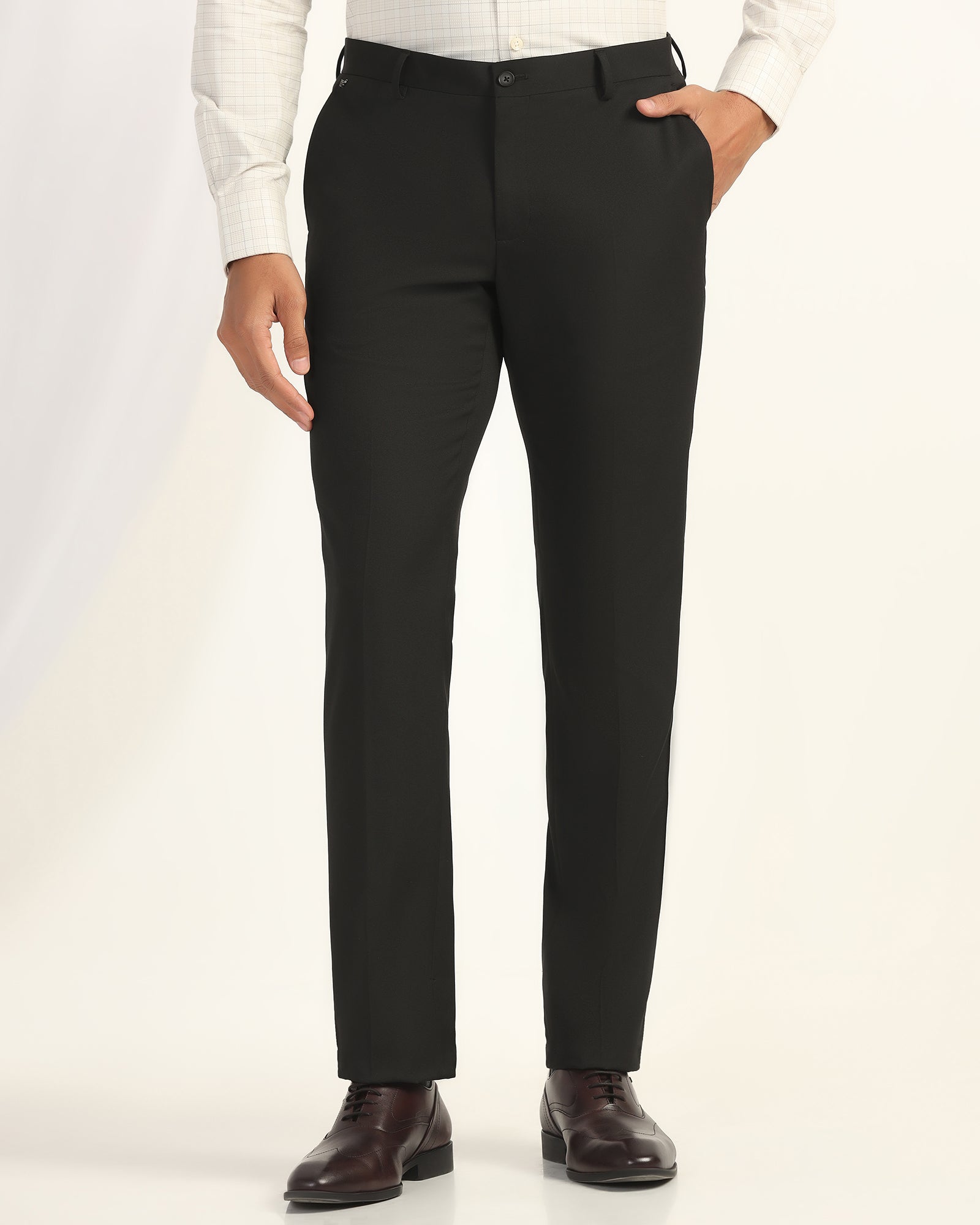 Slim Comfort B-95 Formal Black Solid Trouser - Oak