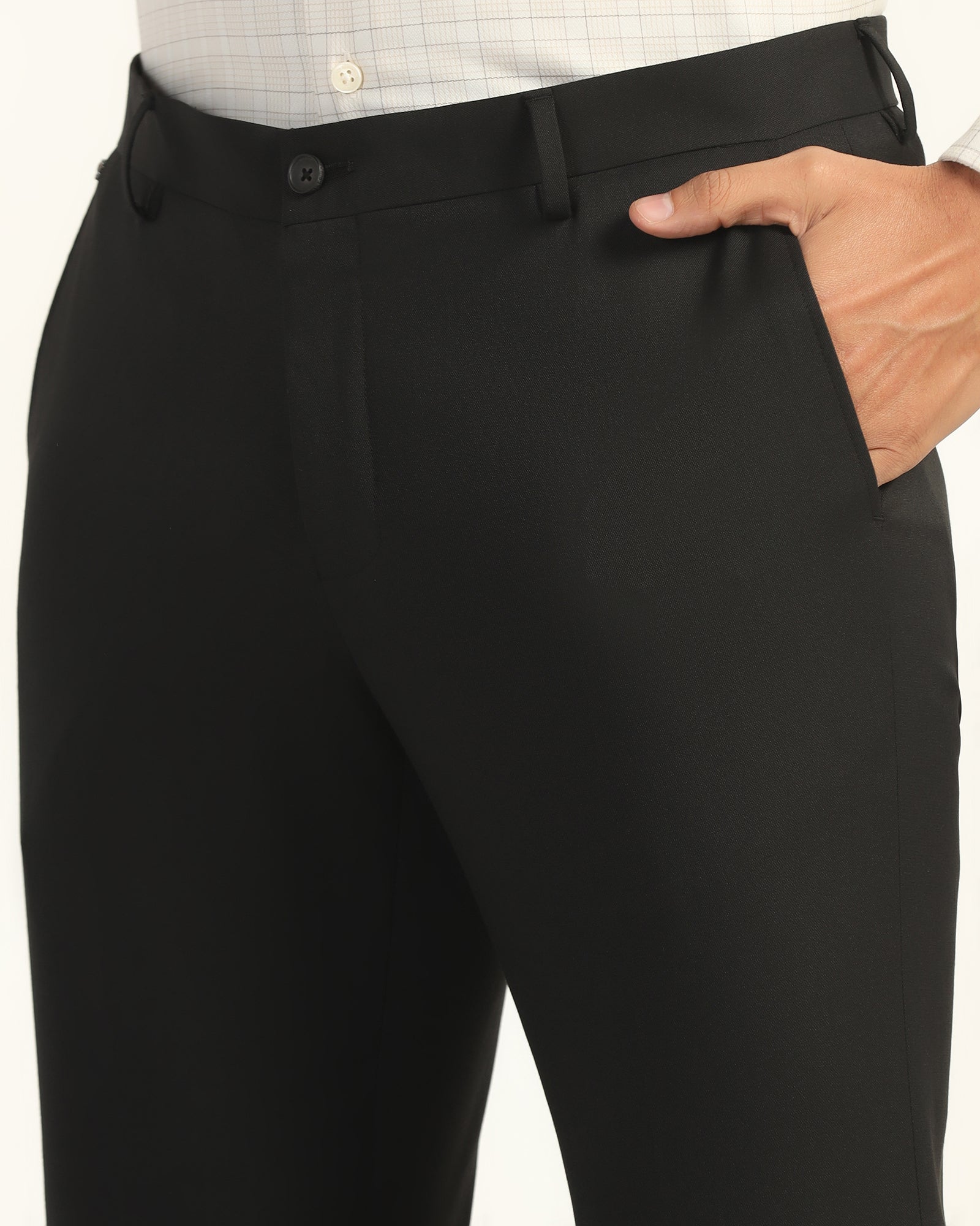 Slim Comfort B-95 Formal Black Solid Trouser - Oak