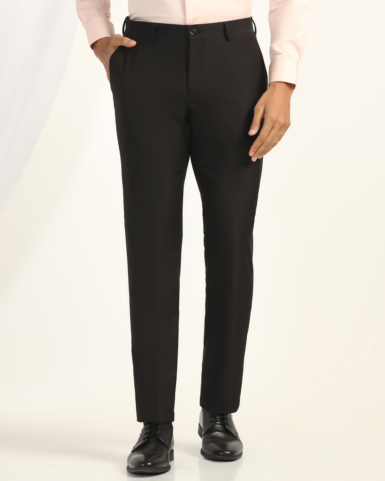 Slim Comfort B-95 Formal Black Textured Trouser - Black 264