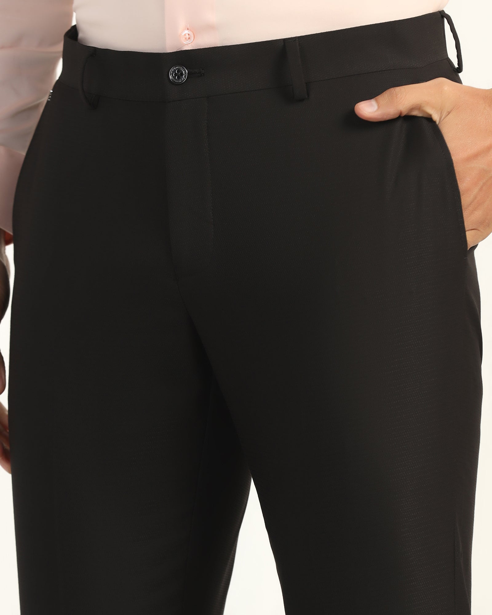 Slim Comfort B-95 Formal Black Textured Trouser - Black 264