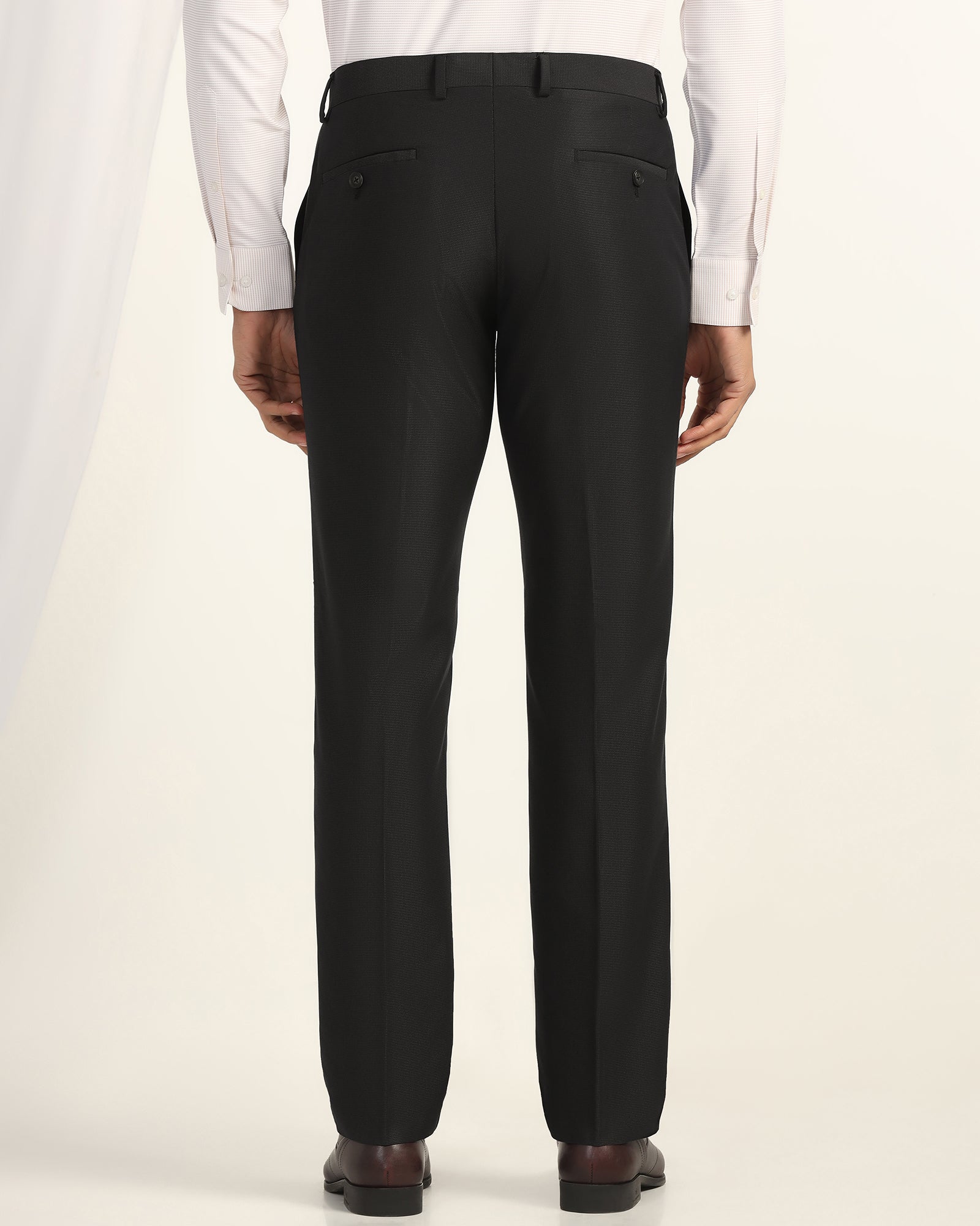 Slim Comfort B-95 Formal Charcoal Textured Trouser - Amor