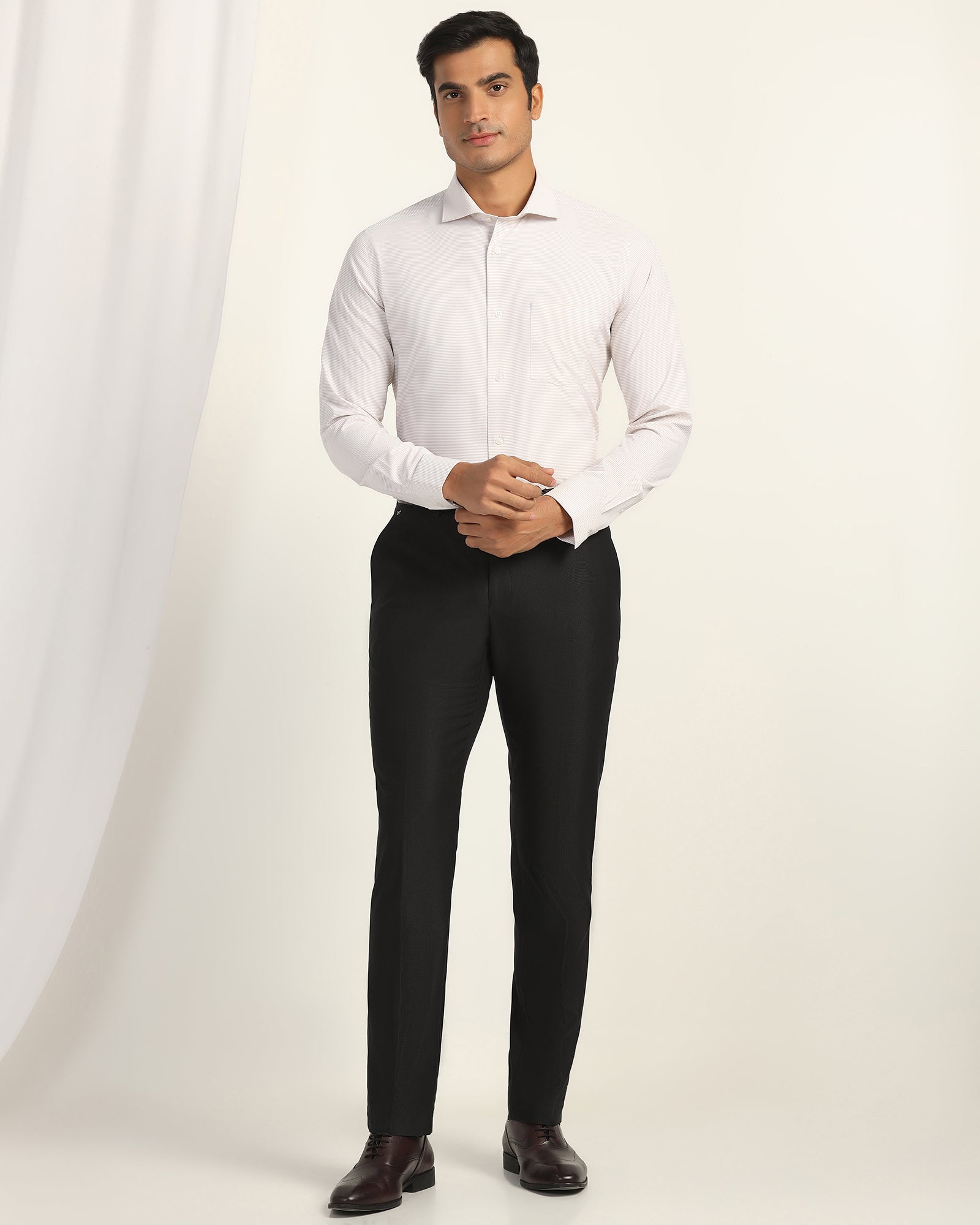 Slim Comfort B-95 Formal Charcoal Textured Trouser - Amor