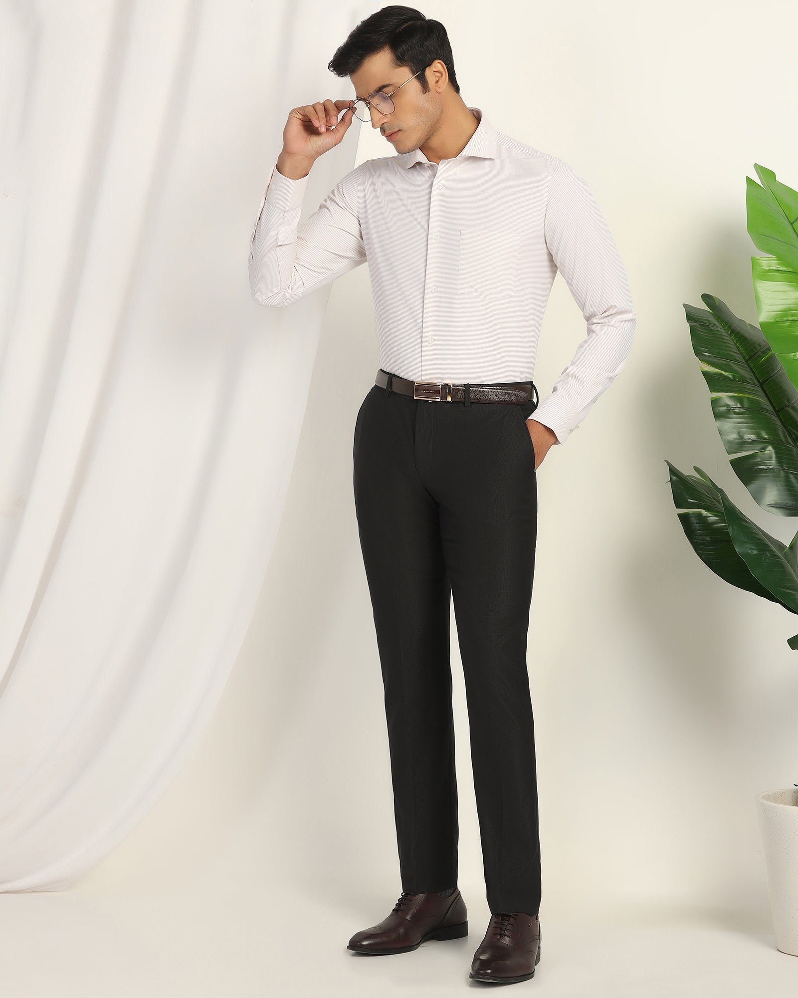 Slim Comfort B-95 Formal Charcoal Textured Trouser - Amor