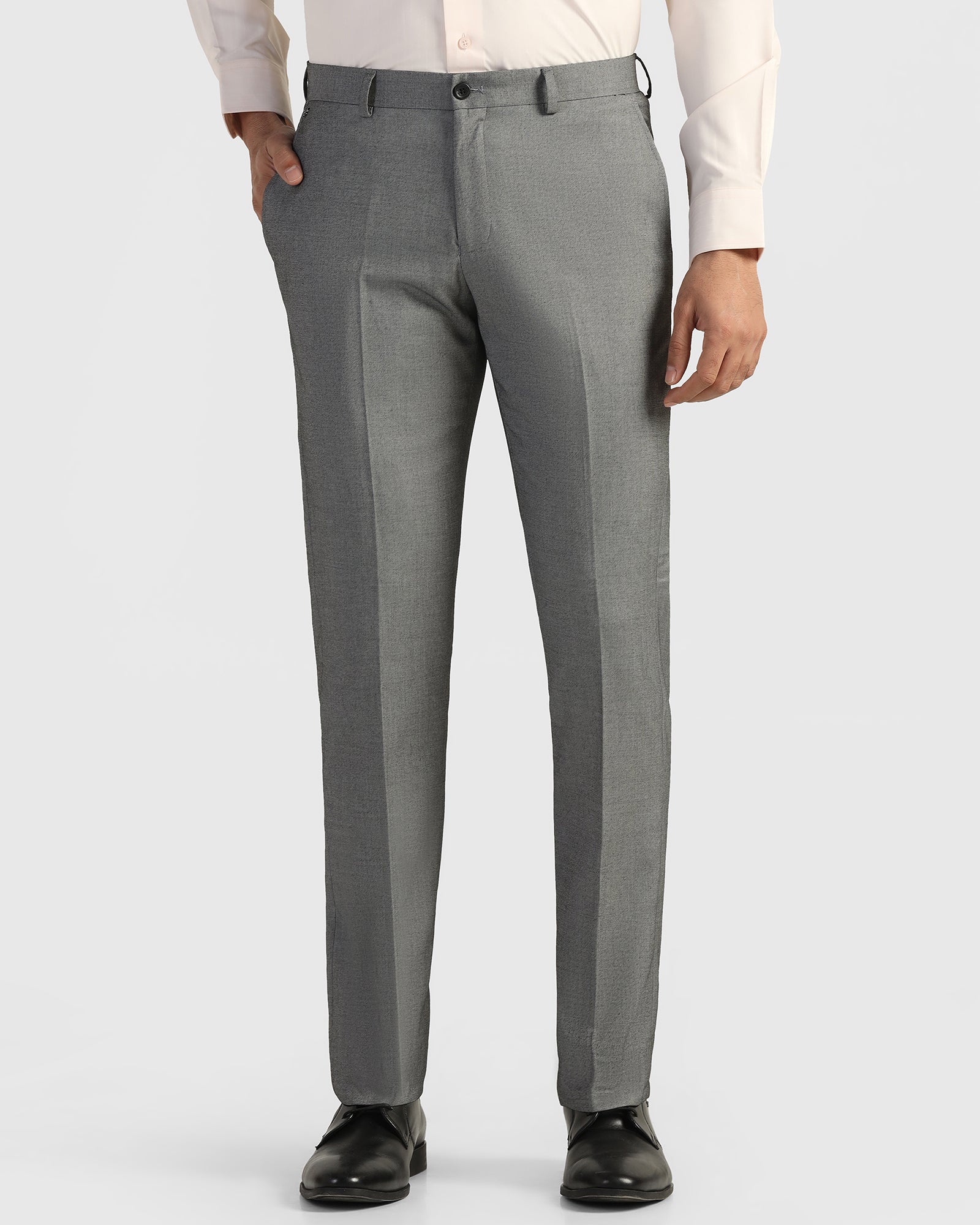 Slim Comfort B-95 Formal Grey Solid Trouser - Musk