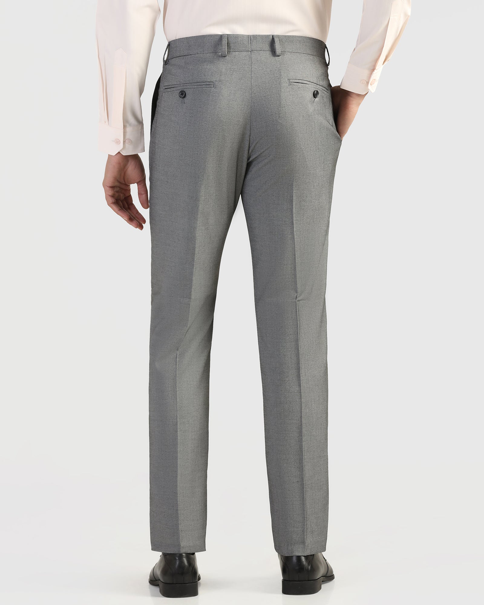 Slim Comfort B-95 Formal Grey Solid Trouser - Musk