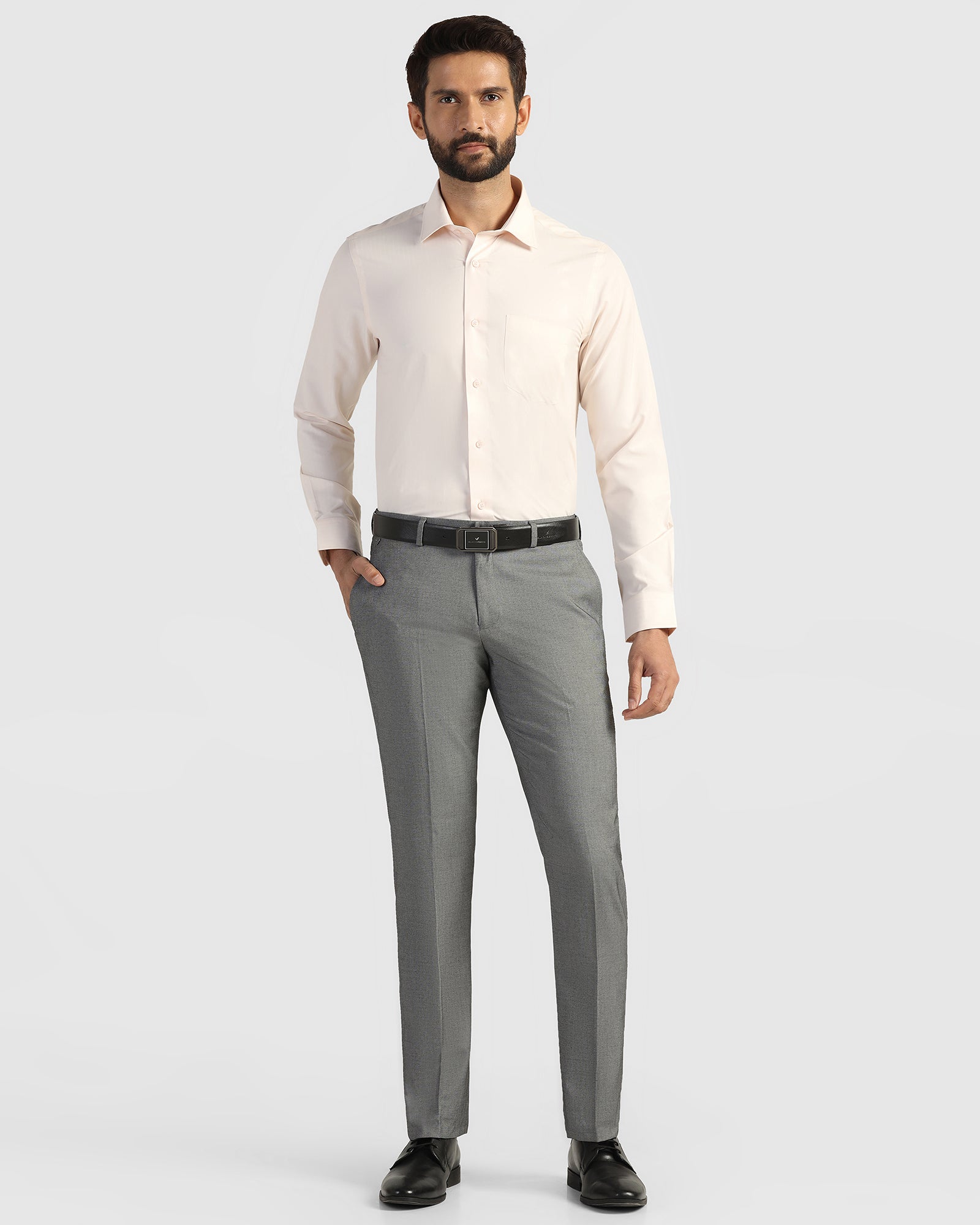Slim Comfort B-95 Formal Grey Solid Trouser - Musk