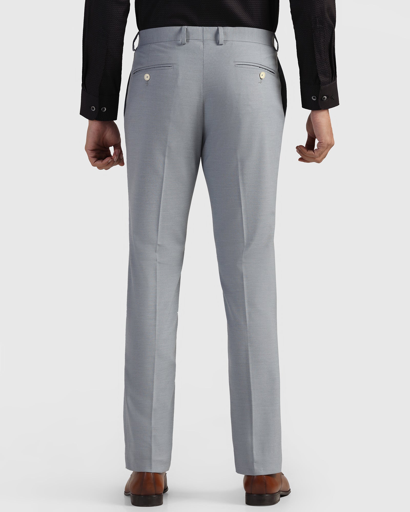 Slim Comfort B-95 Formal Light Blue Check Trouser - Windsor