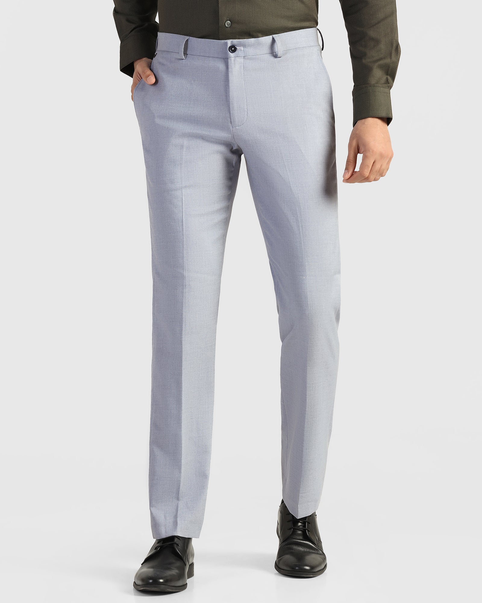 Slim Comfort B-95 Formal Light Blue Solid Trouser - Musk